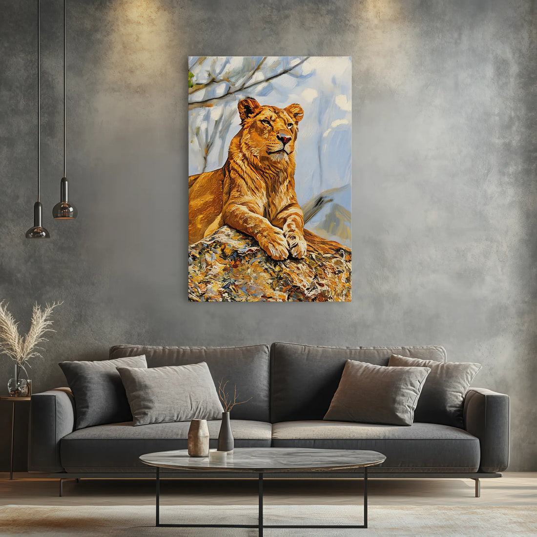 Savanna Sentinel Lioness on the Rock Giclée Print 231047 Visual Wall Art AR2:3V Giclée Print