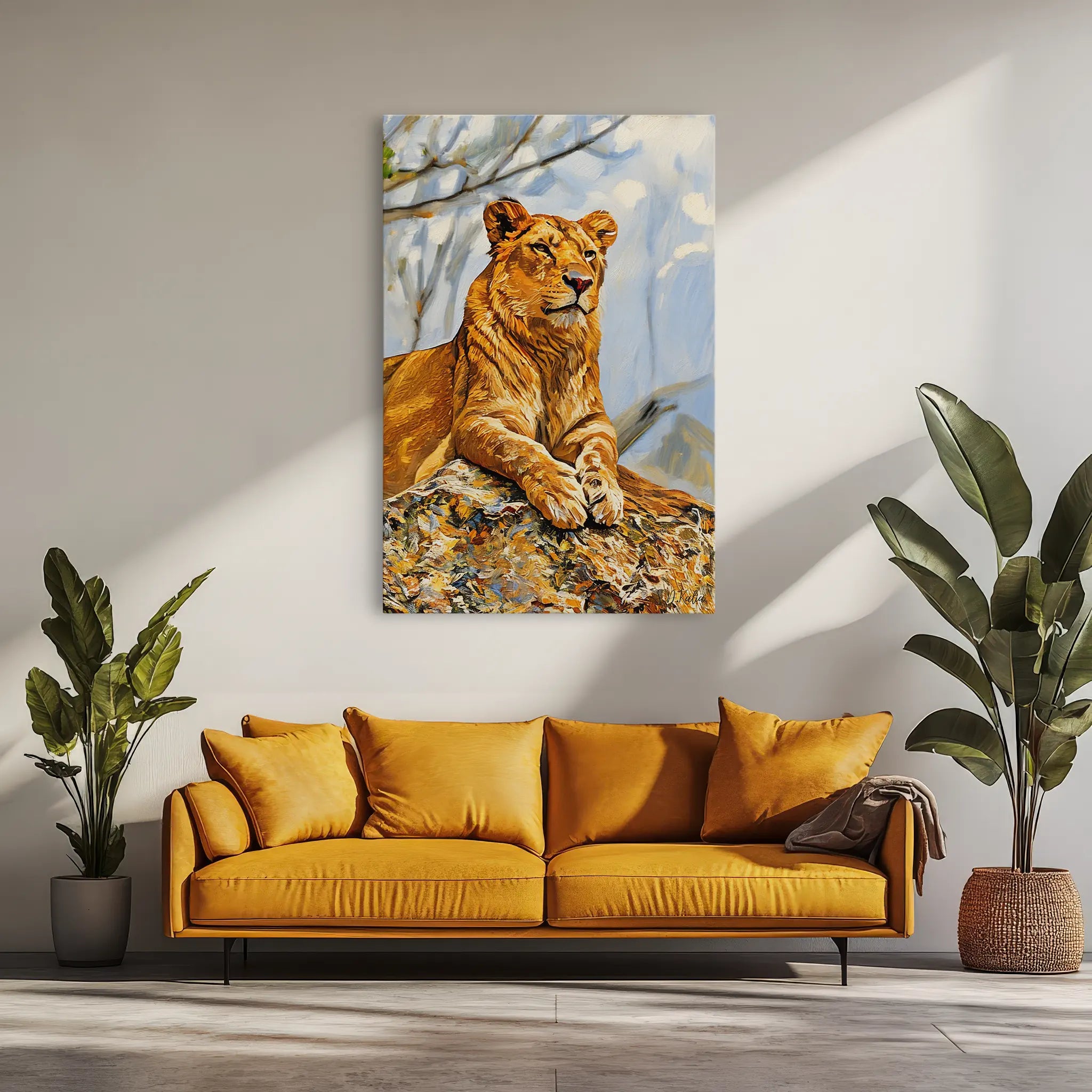 Savanna Sentinel Lioness on the Rock Giclée Print 231047 Visual Wall Art AR2:3V Giclée Print