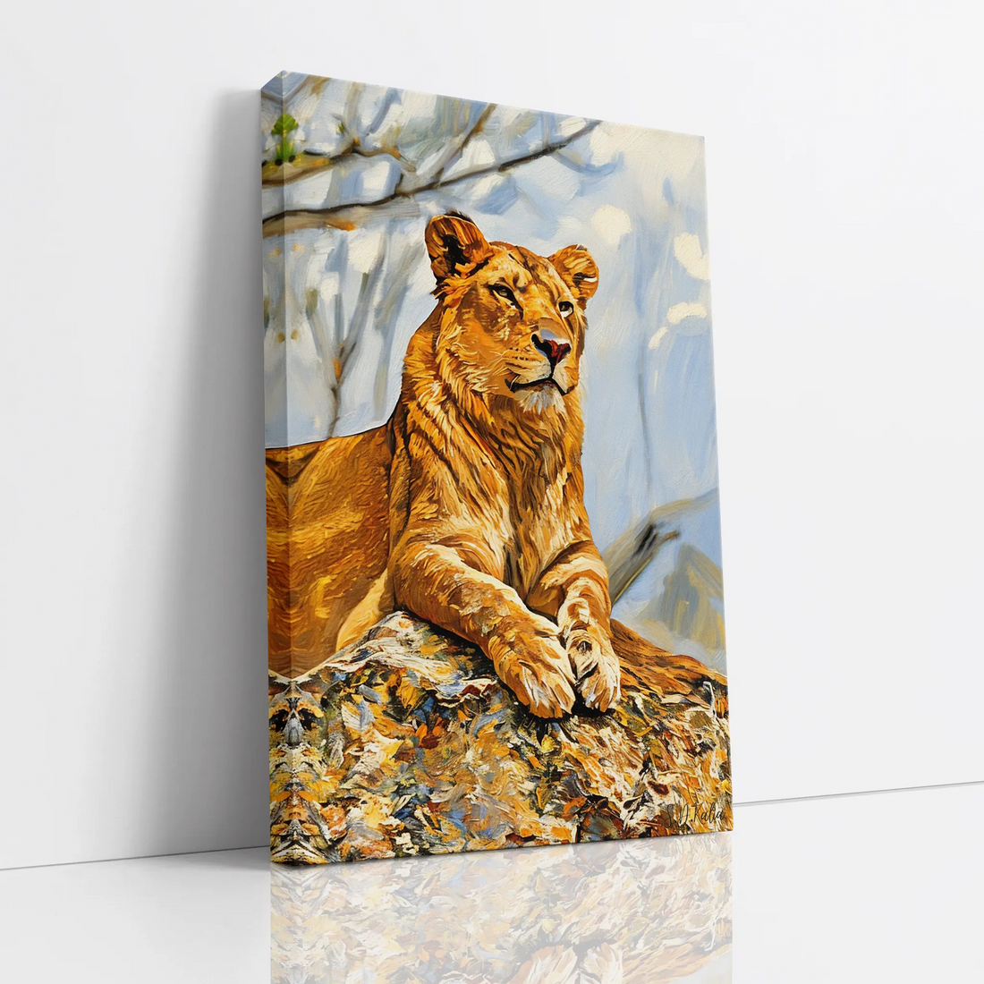 Savanna Sentinel Lioness on the Rock Giclée Print 231047 Visual Wall Art AR2:3V Giclée Print
