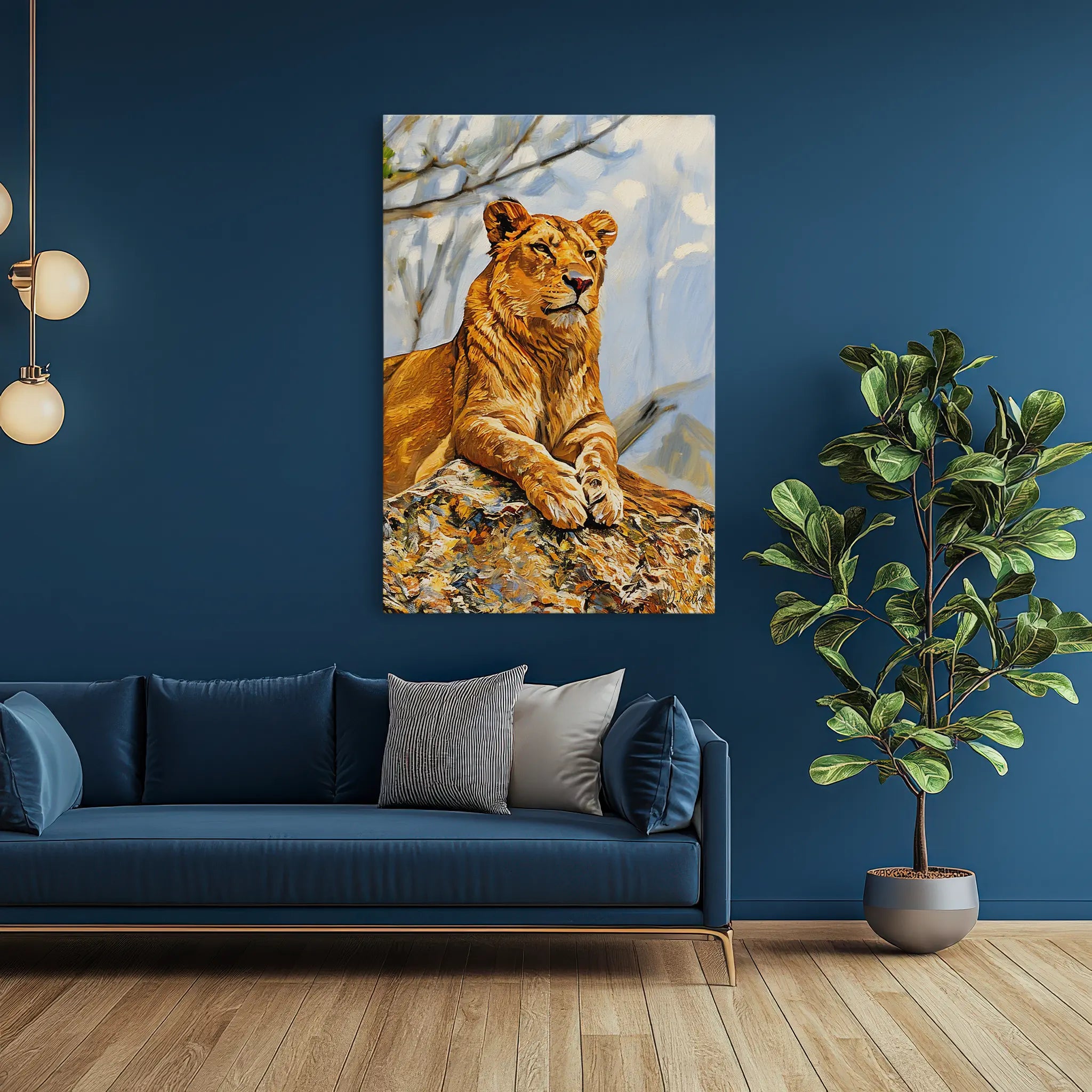 Savanna Sentinel Lioness on the Rock Giclée Print 231047 Visual Wall Art AR2:3V Giclée Print