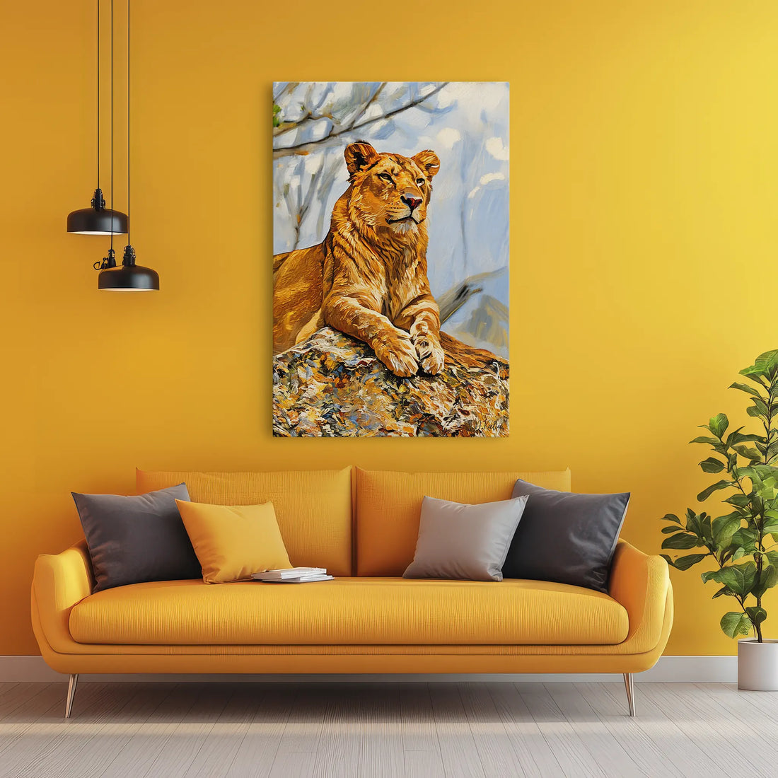 Savanna Sentinel Lioness on the Rock Giclée Print 231047 Visual Wall Art AR2:3V Giclée Print
