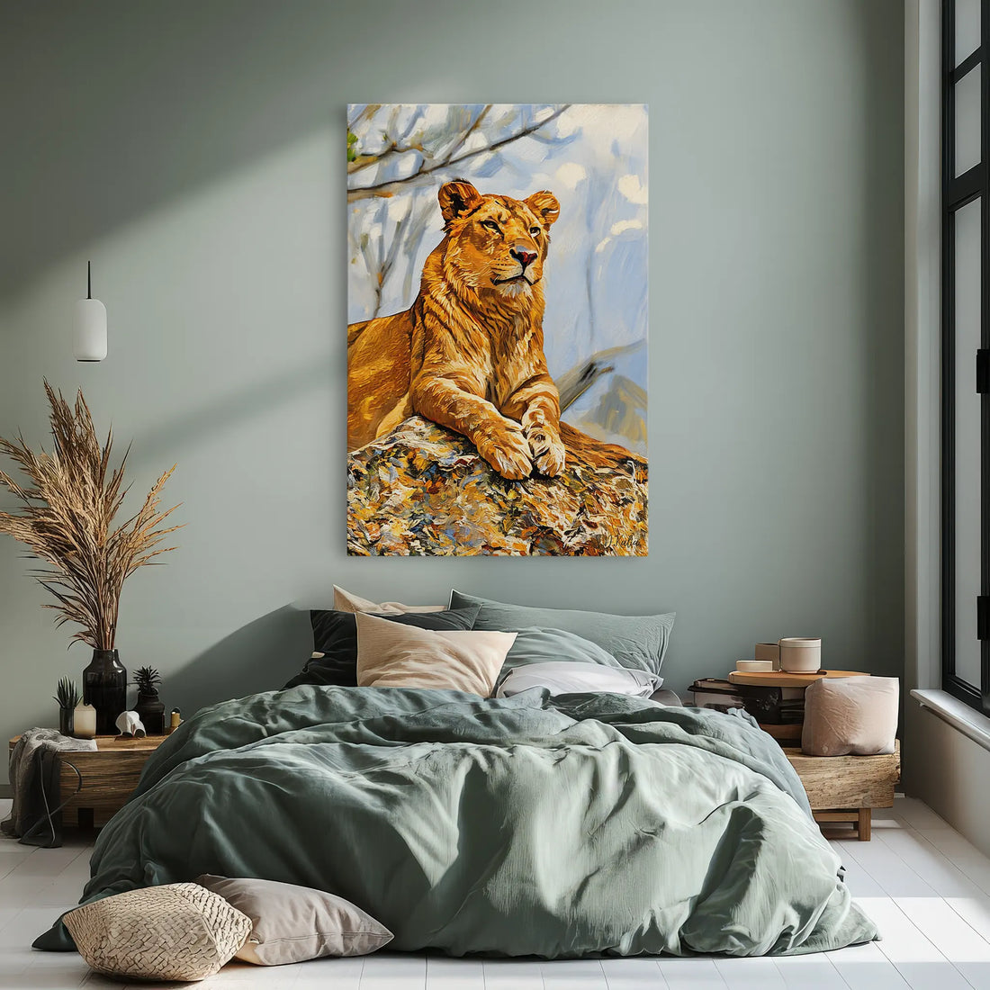Savanna Sentinel Lioness on the Rock Giclée Print 231047 Visual Wall Art AR2:3V Giclée Print