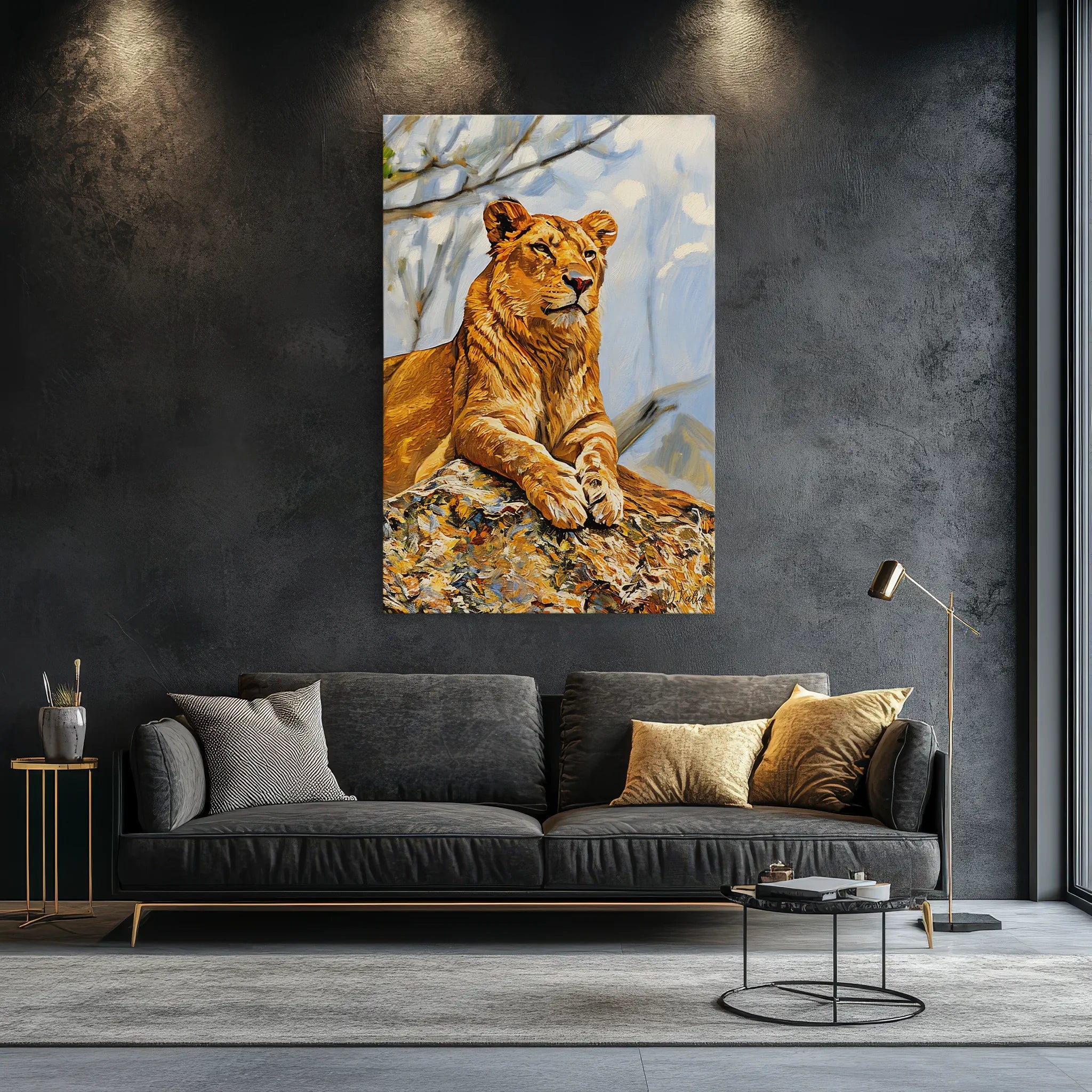 Savanna Sentinel Lioness on the Rock Giclée Print 231047 Visual Wall Art AR2:3V Giclée Print