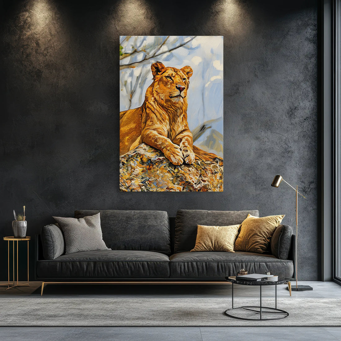Savanna Sentinel Lioness on the Rock Giclée Print 231047 Visual Wall Art AR2:3V Giclée Print