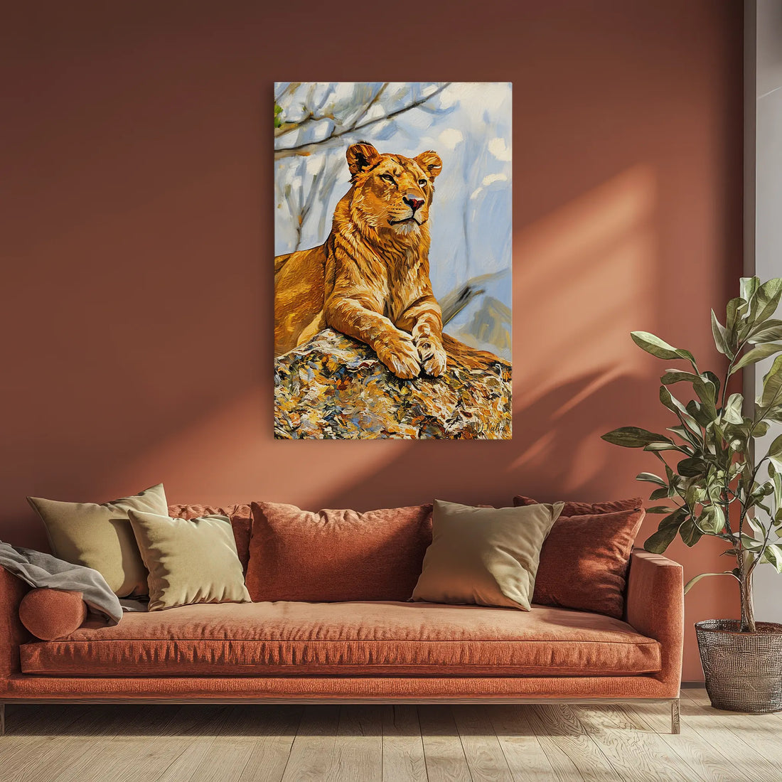 Savanna Sentinel Lioness on the Rock Giclée Print 231047 Visual Wall Art AR2:3V Giclée Print