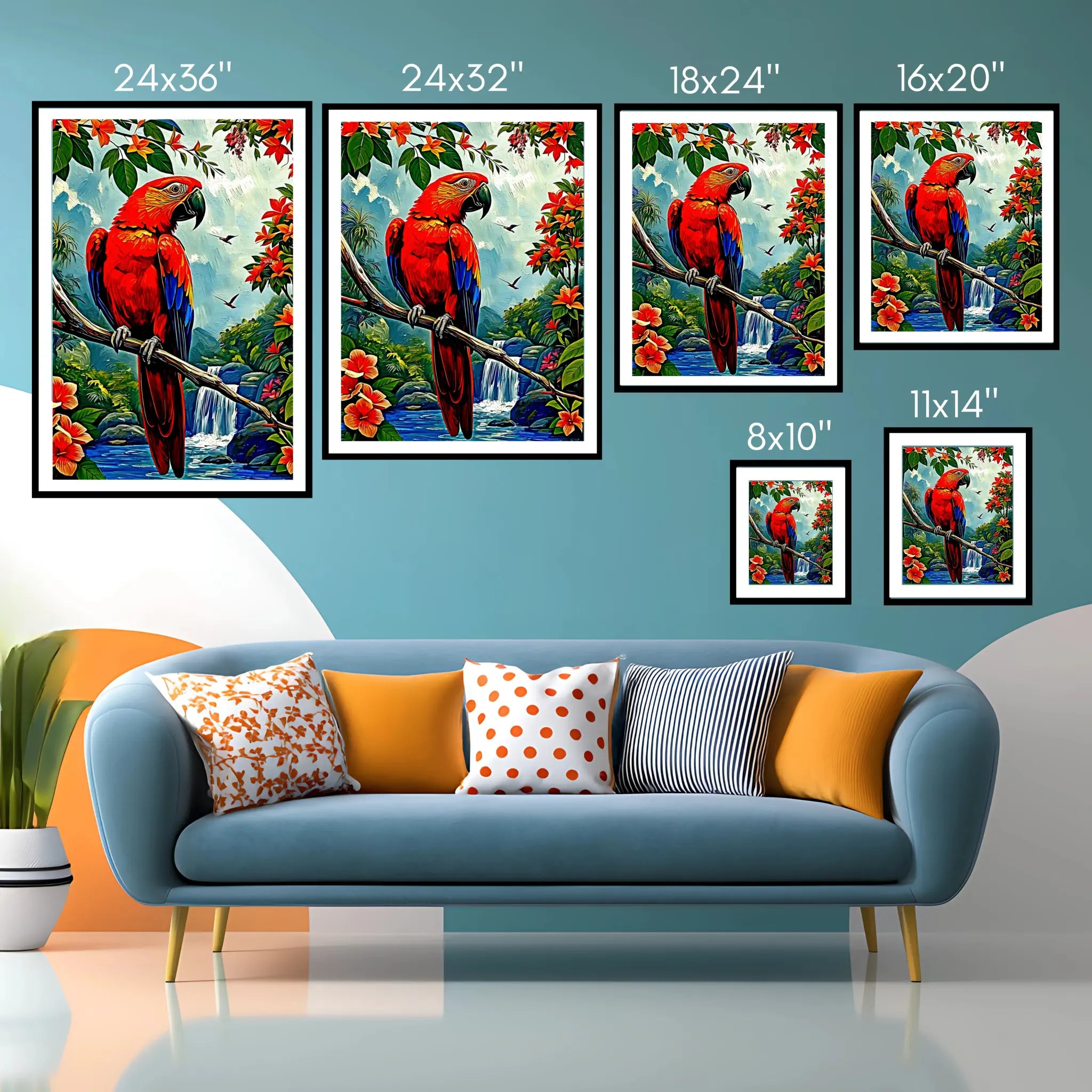 Scarlet Macaw-Ara Macao-Framed Paper Print-452260 Visual Wall Art Framed Print