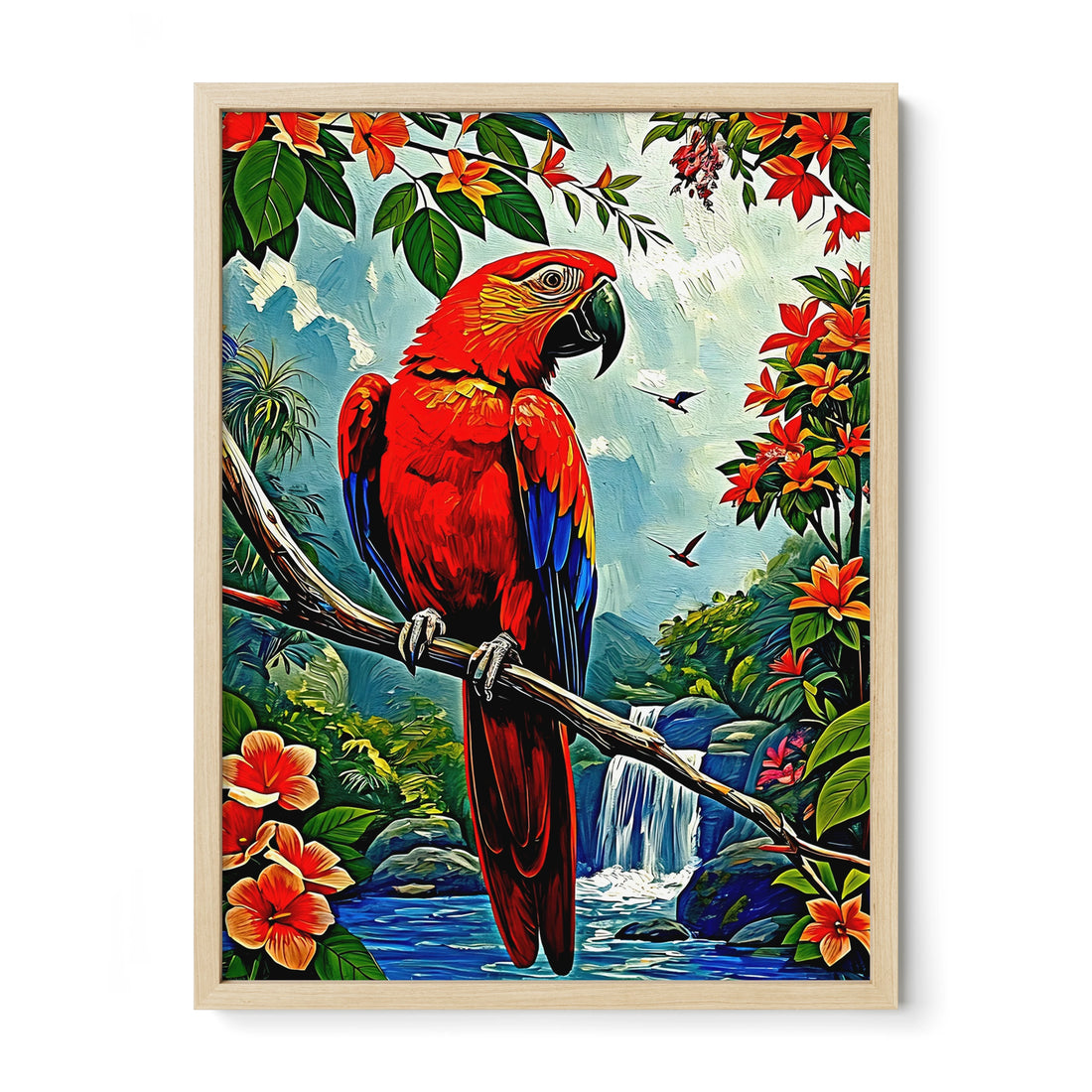 Scarlet Macaw-Ara Macao-Framed Paper Print-452260 Natural Premium Oak No Mats Visual Wall Art Framed Print