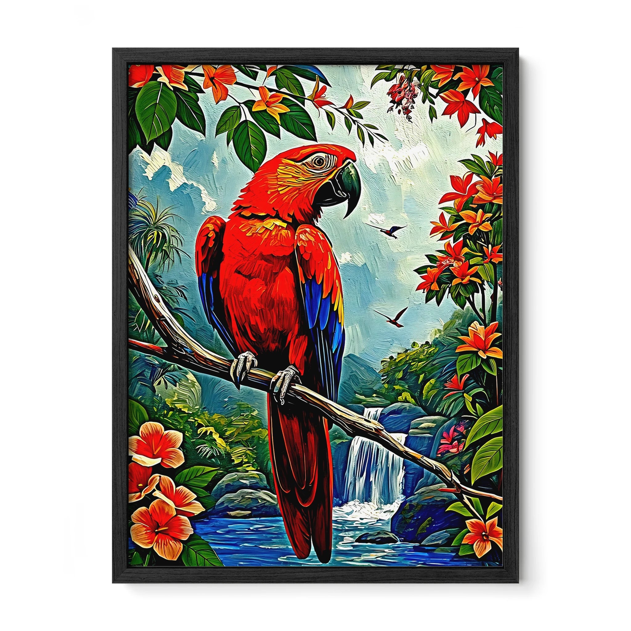 Scarlet Macaw-Ara Macao-Framed Paper Print-452260 Black Premium Oak No Mats Visual Wall Art Framed Print