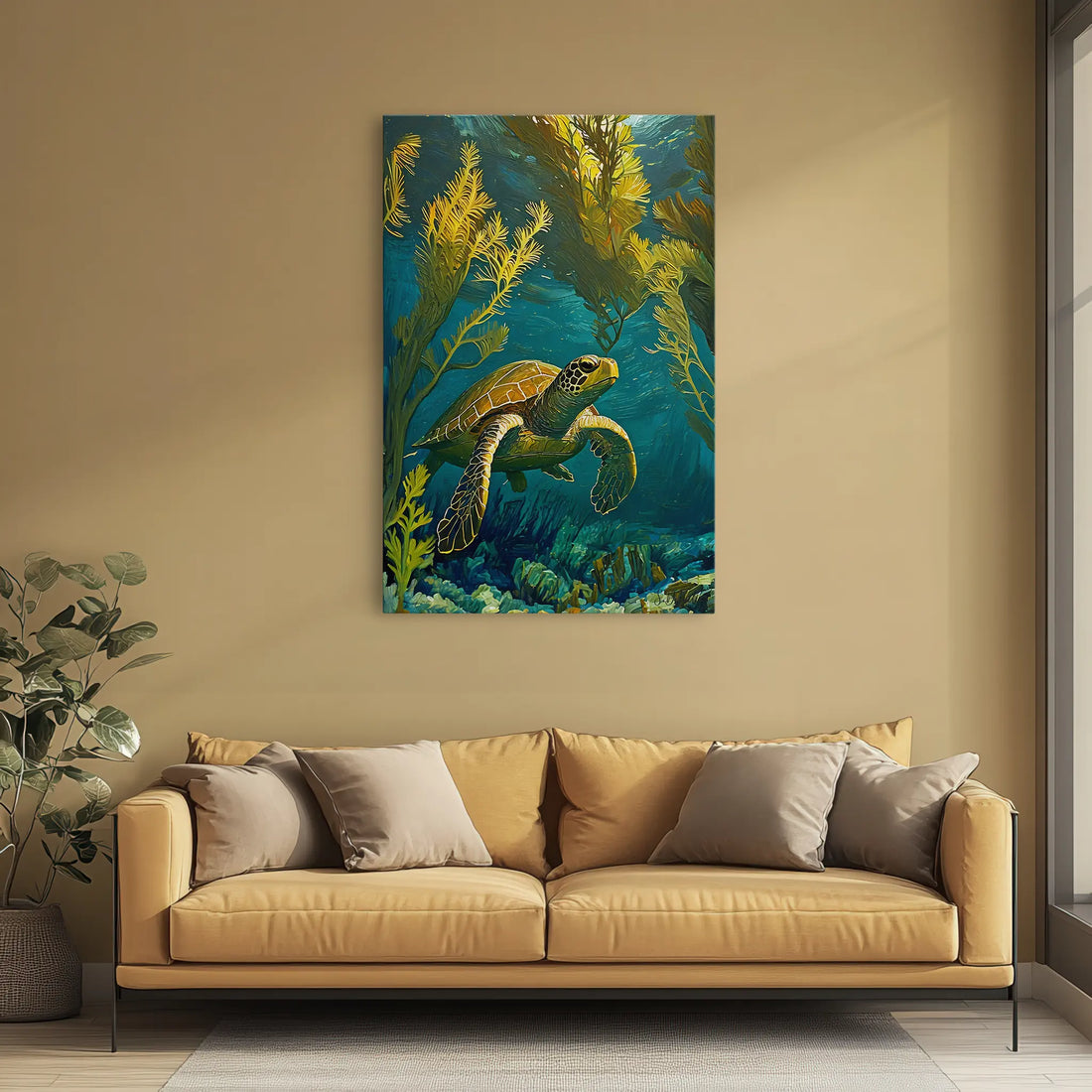 Sea Turtle in Blue Water Coastal Marine Giclée Print 231048 Visual Wall Art AR2:3V Giclée Print