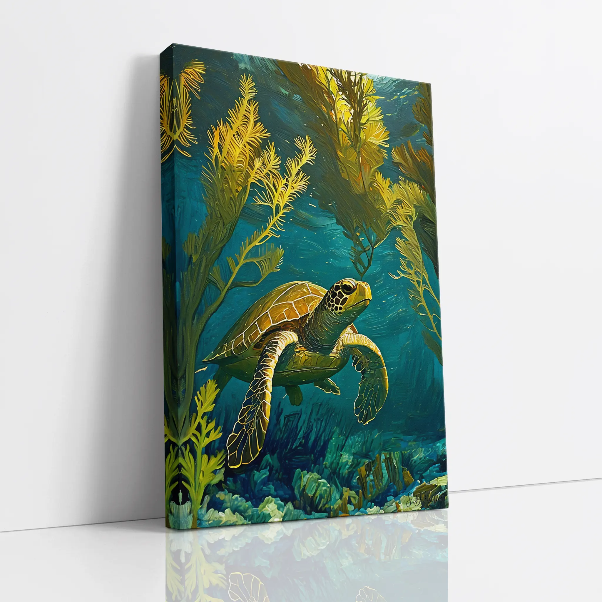 Sea Turtle in Blue Water Coastal Marine Giclée Print 231048 Visual Wall Art AR2:3V Giclée Print