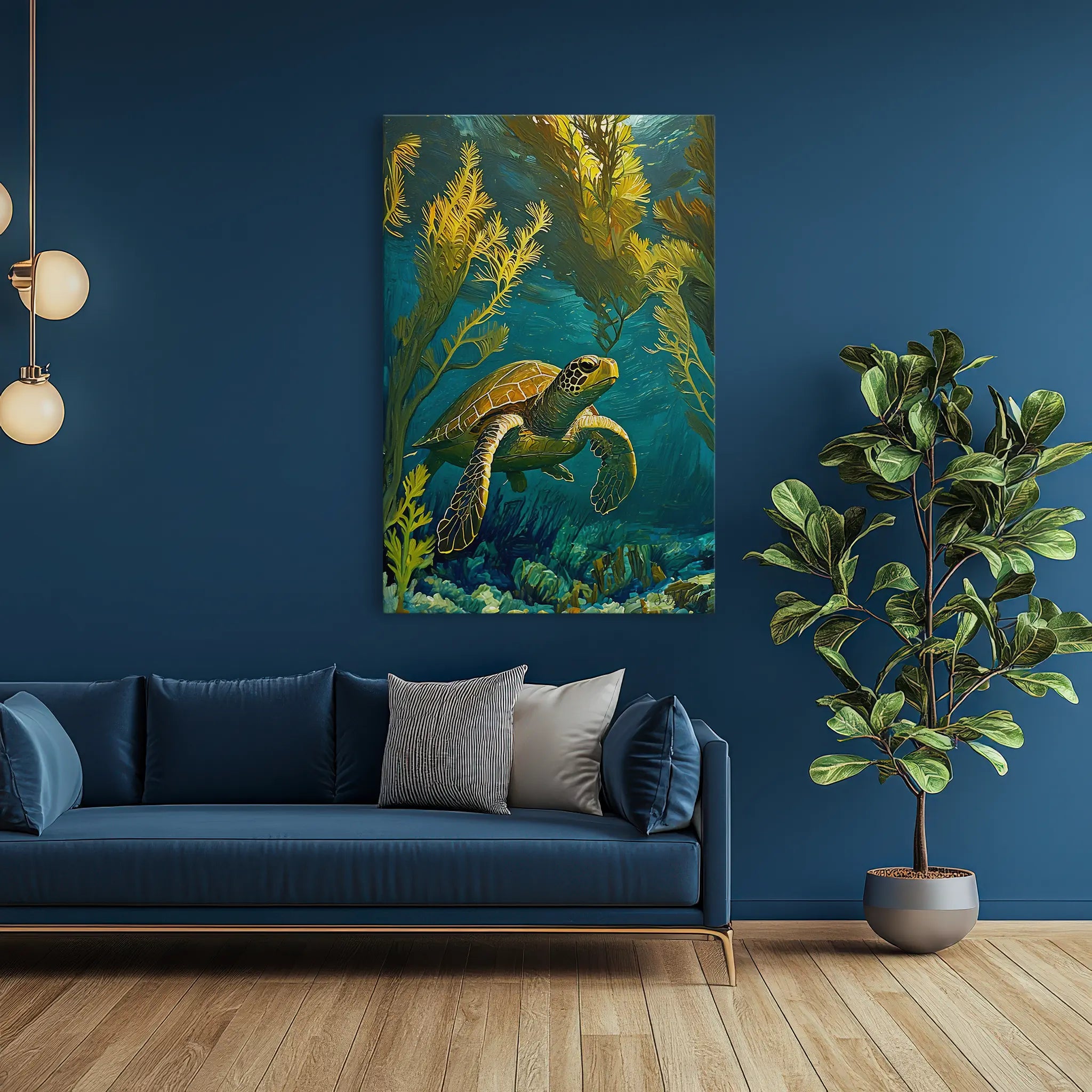 Sea Turtle in Blue Water Coastal Marine Giclée Print 231048 Visual Wall Art AR2:3V Giclée Print