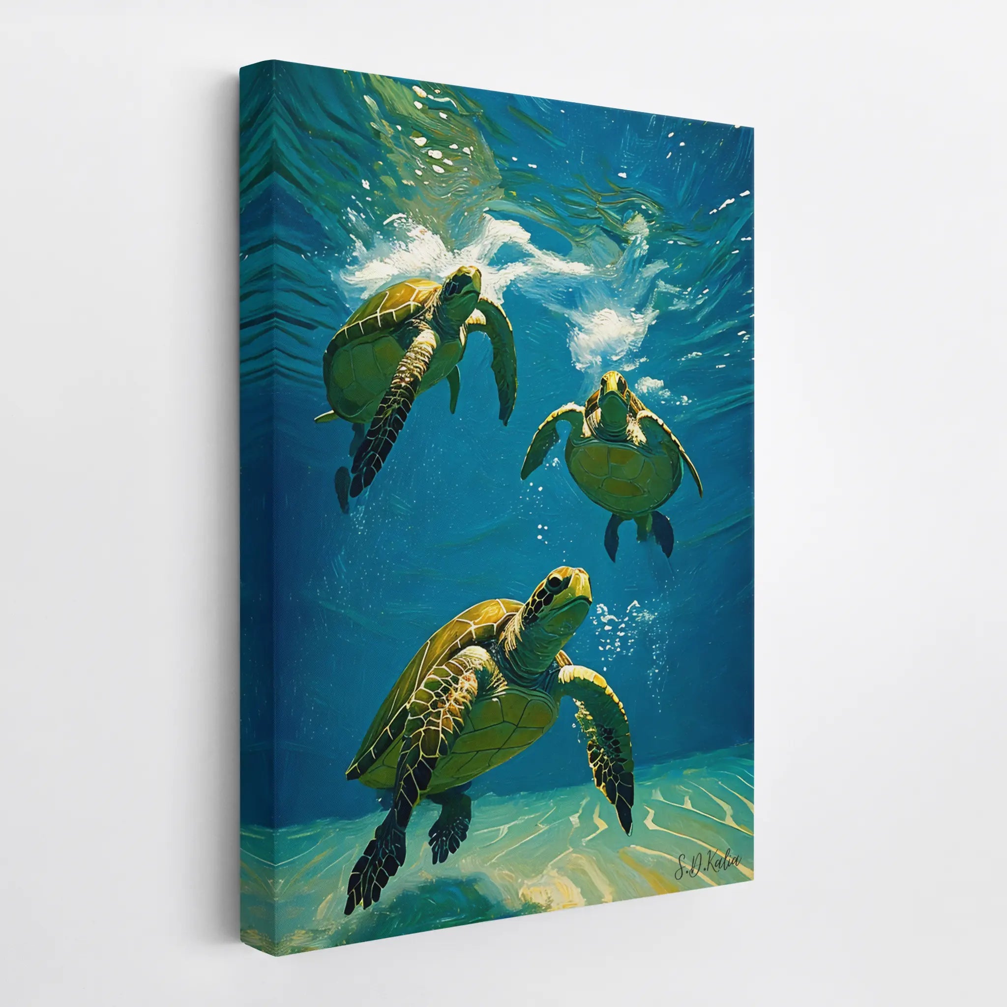 Sea Turtles Diving Together Underwater Giclée Print 231050 Visual Wall Art AR2:3V Giclée Print