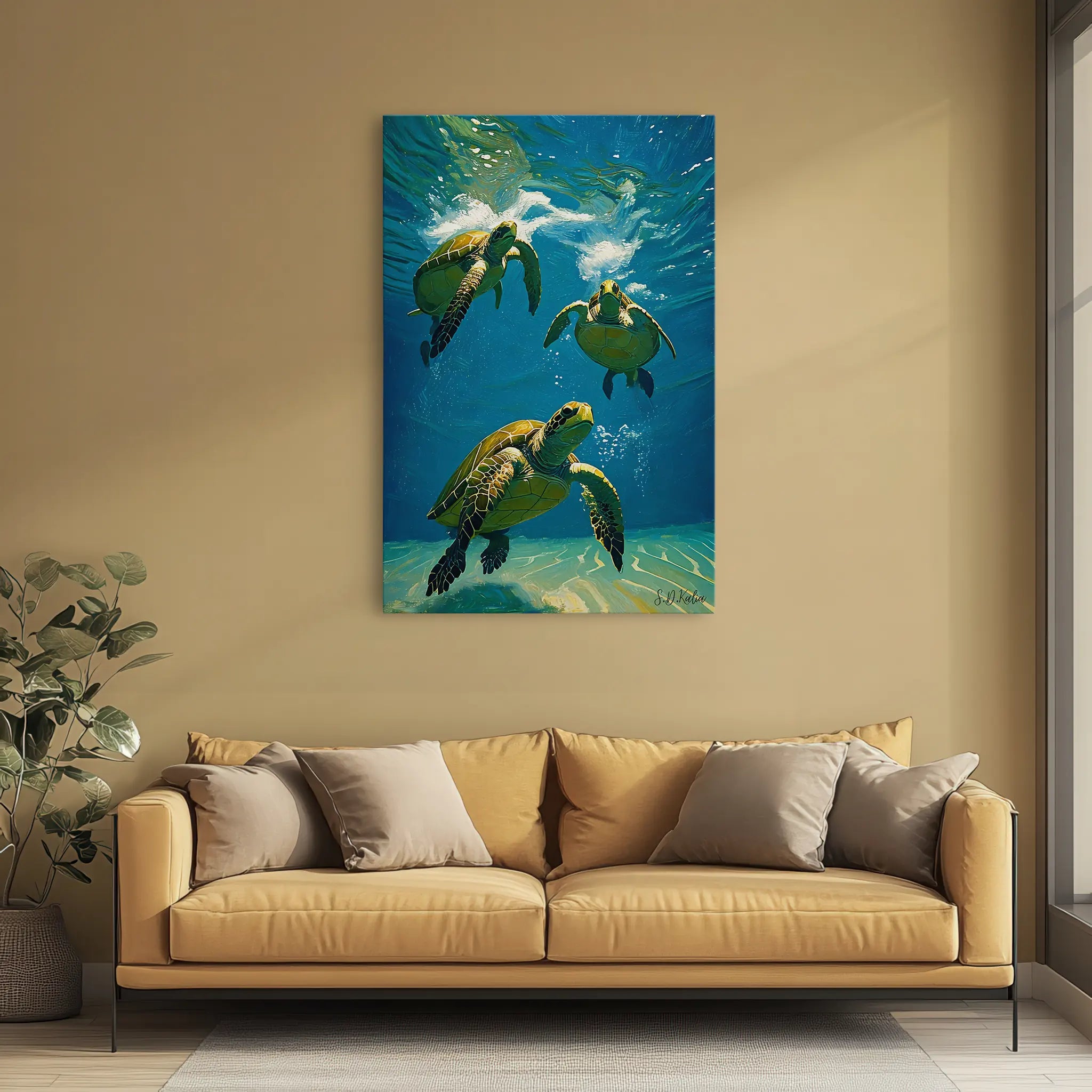 Sea Turtles Diving Together Underwater Giclée Print 231050 Visual Wall Art AR2:3V Giclée Print