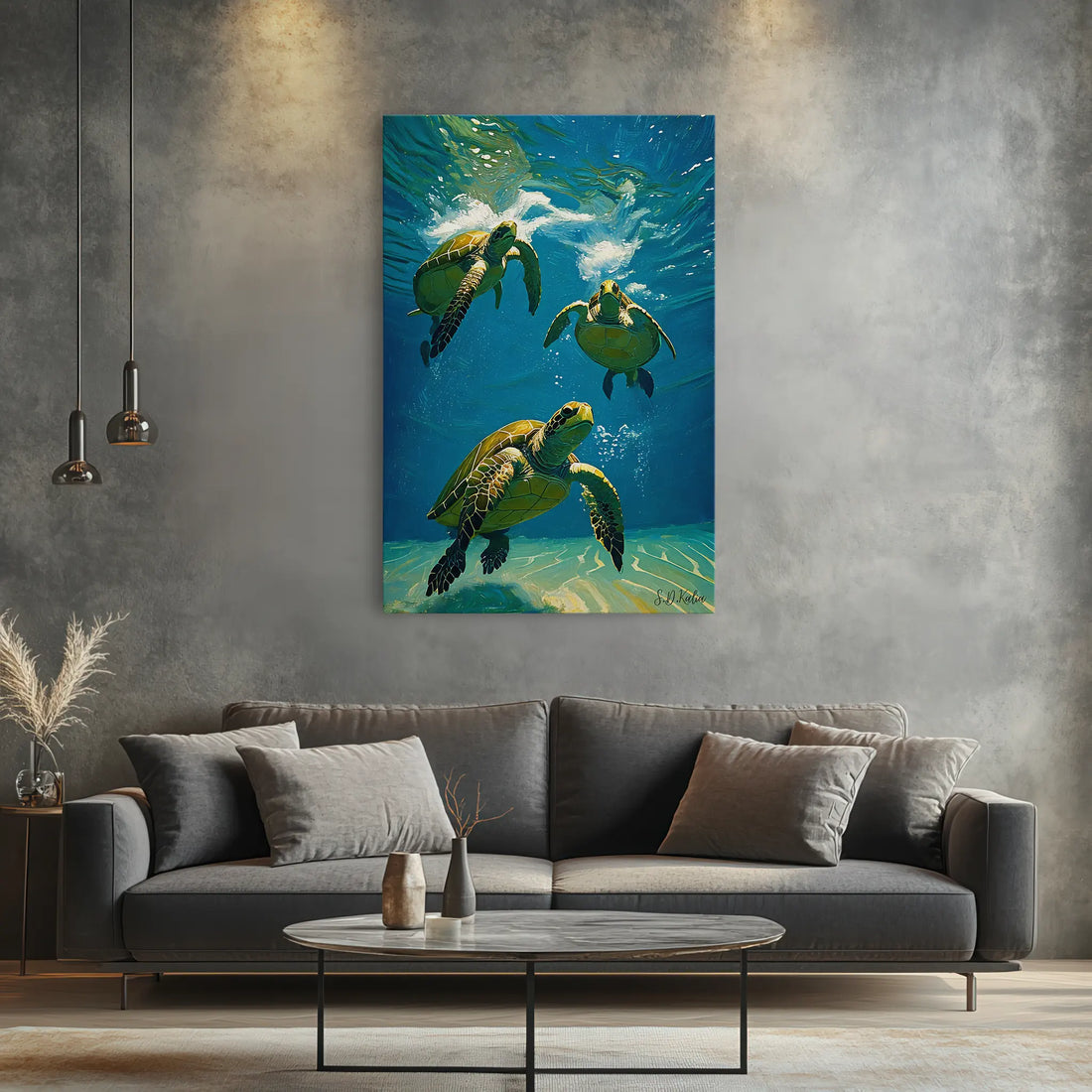Sea Turtles Diving Together Underwater Giclée Print 231050 Visual Wall Art AR2:3V Giclée Print