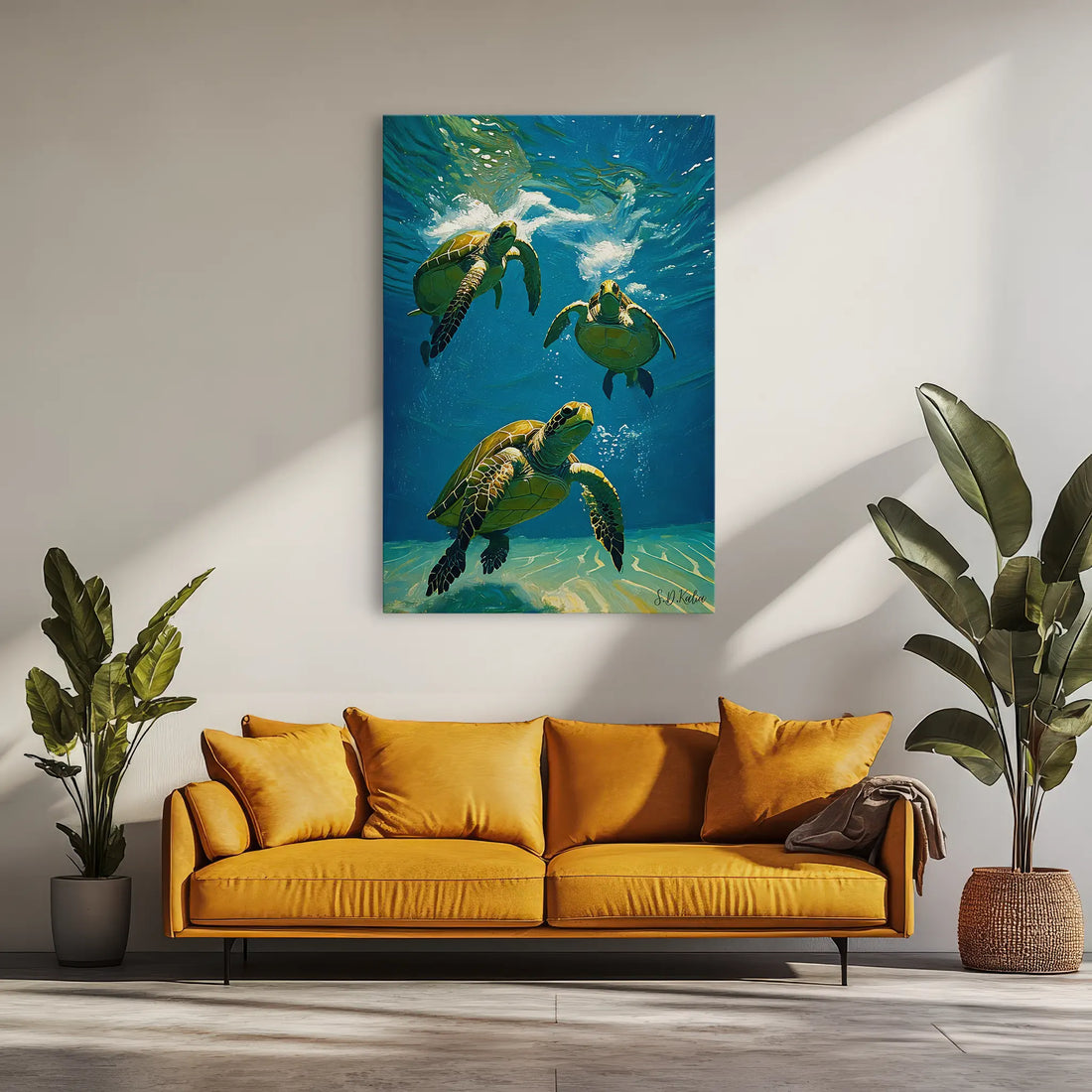 Sea Turtles Diving Together Underwater Giclée Print 231050 Visual Wall Art AR2:3V Giclée Print
