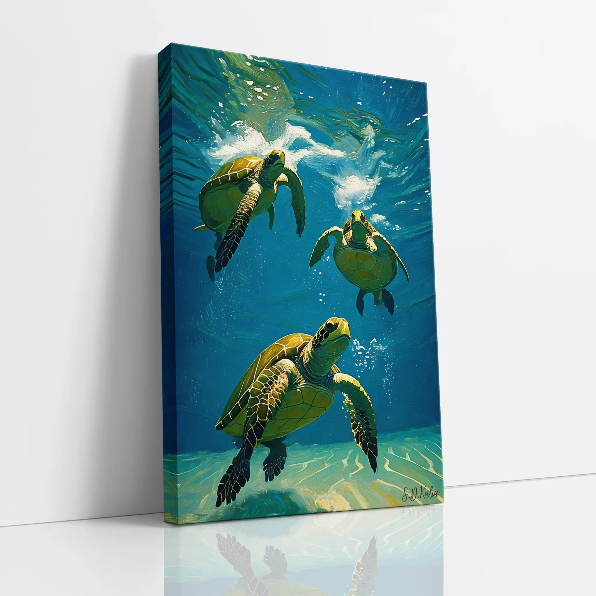 Sea Turtles Diving Together Underwater Giclée Print 231050 Visual Wall Art AR2:3V Giclée Print