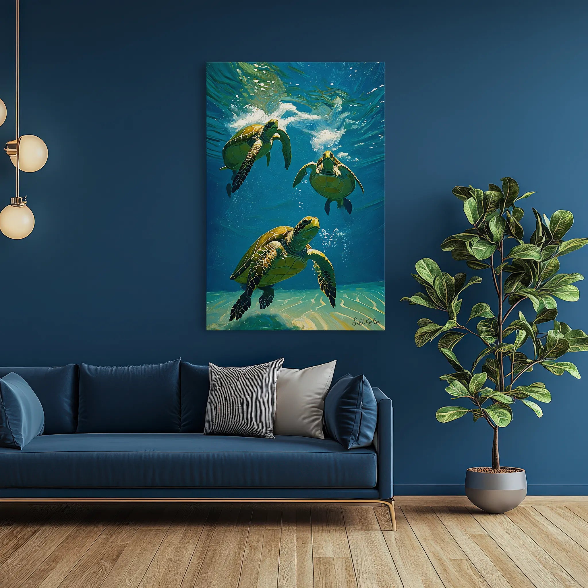 Sea Turtles Diving Together Underwater Giclée Print 231050 Visual Wall Art AR2:3V Giclée Print
