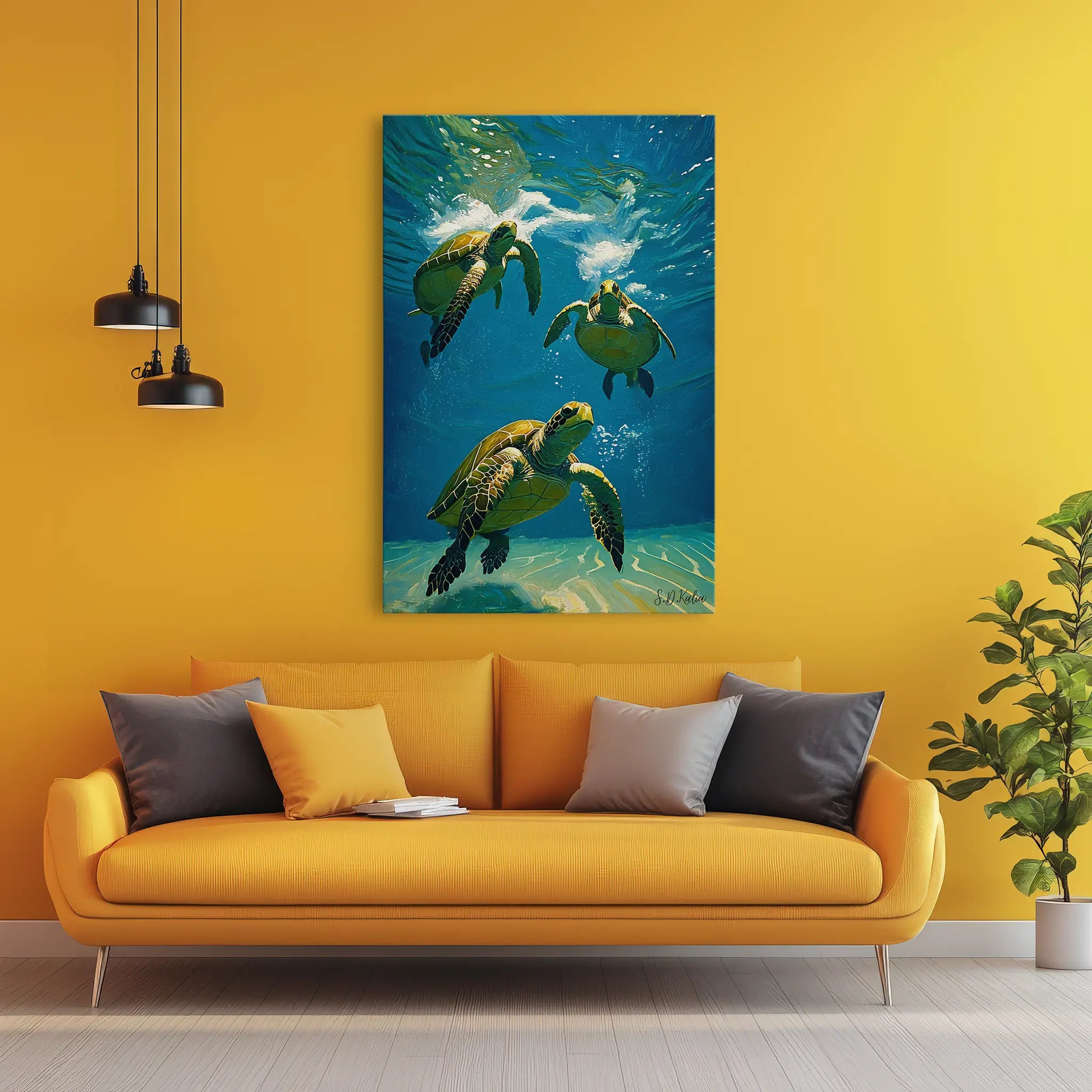 Sea Turtles Diving Together Underwater Giclée Print 231050 Visual Wall Art AR2:3V Giclée Print
