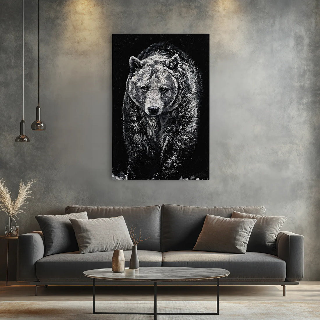 Sentinel Grizzly in Shadow Monochrome Giclée Print 231051 Visual Wall Art AR2:3V Giclée Print