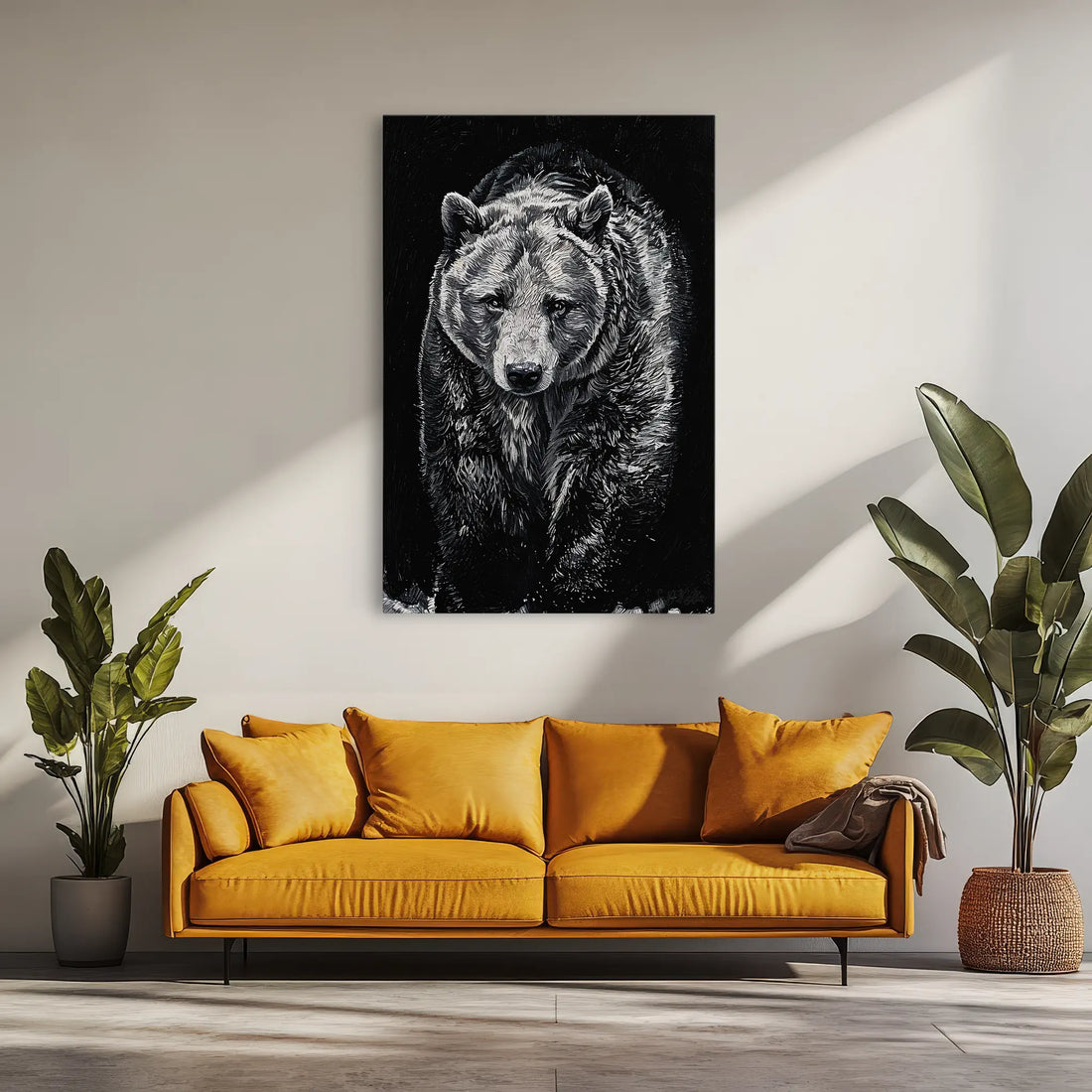 Sentinel Grizzly in Shadow Monochrome Giclée Print 231051 Visual Wall Art AR2:3V Giclée Print