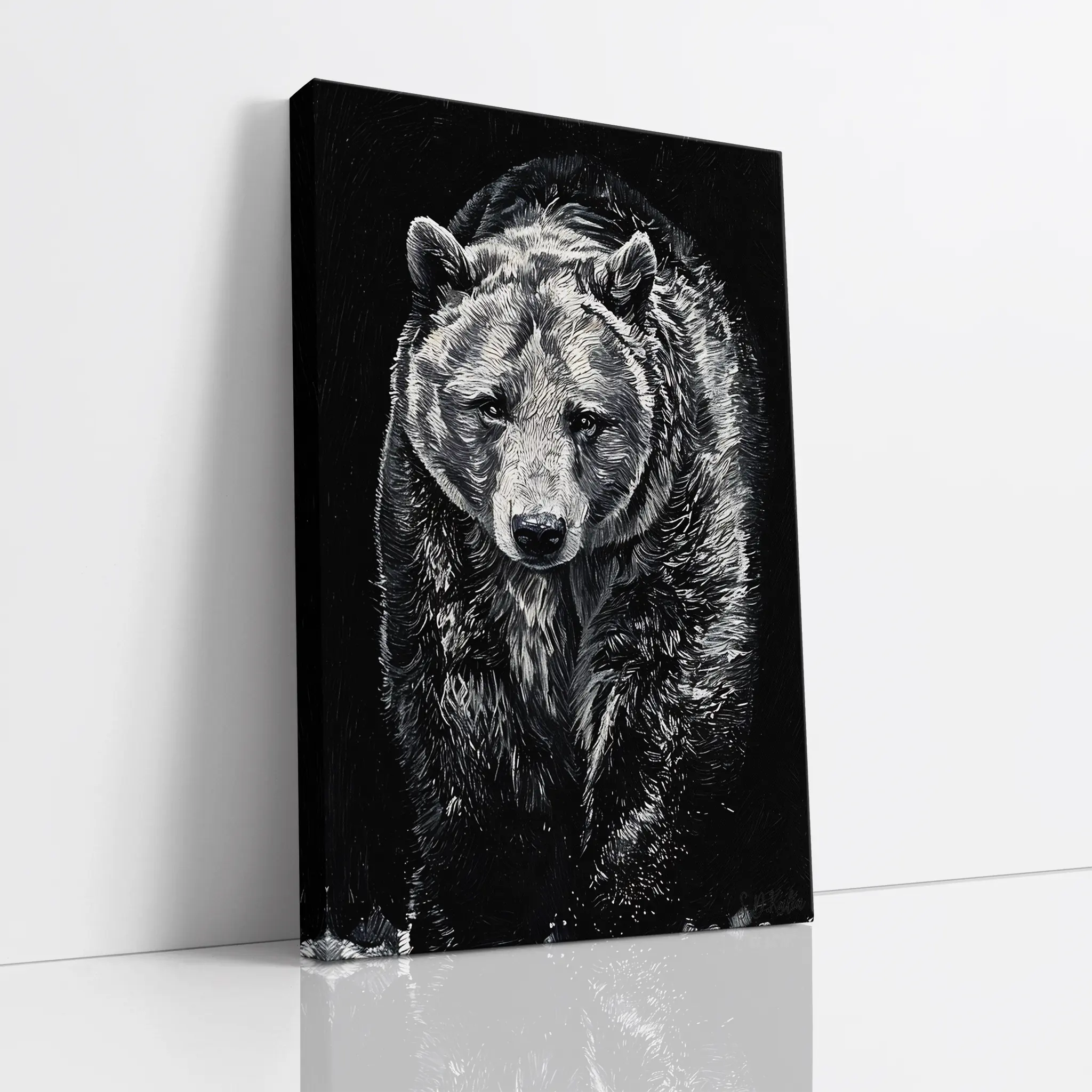 Sentinel Grizzly in Shadow Monochrome Giclée Print 231051 Visual Wall Art AR2:3V Giclée Print