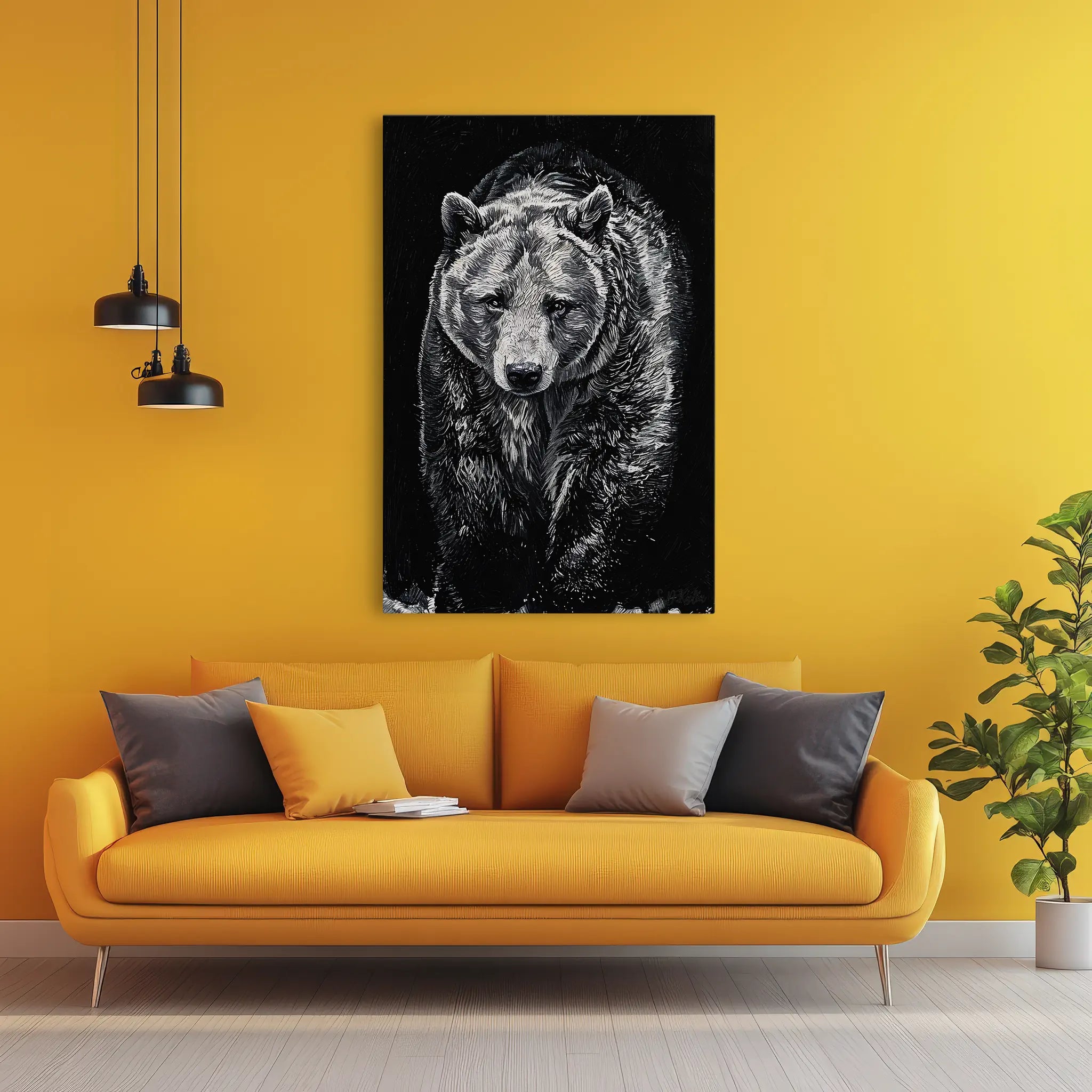 Sentinel Grizzly in Shadow Monochrome Giclée Print 231051 Visual Wall Art AR2:3V Giclée Print