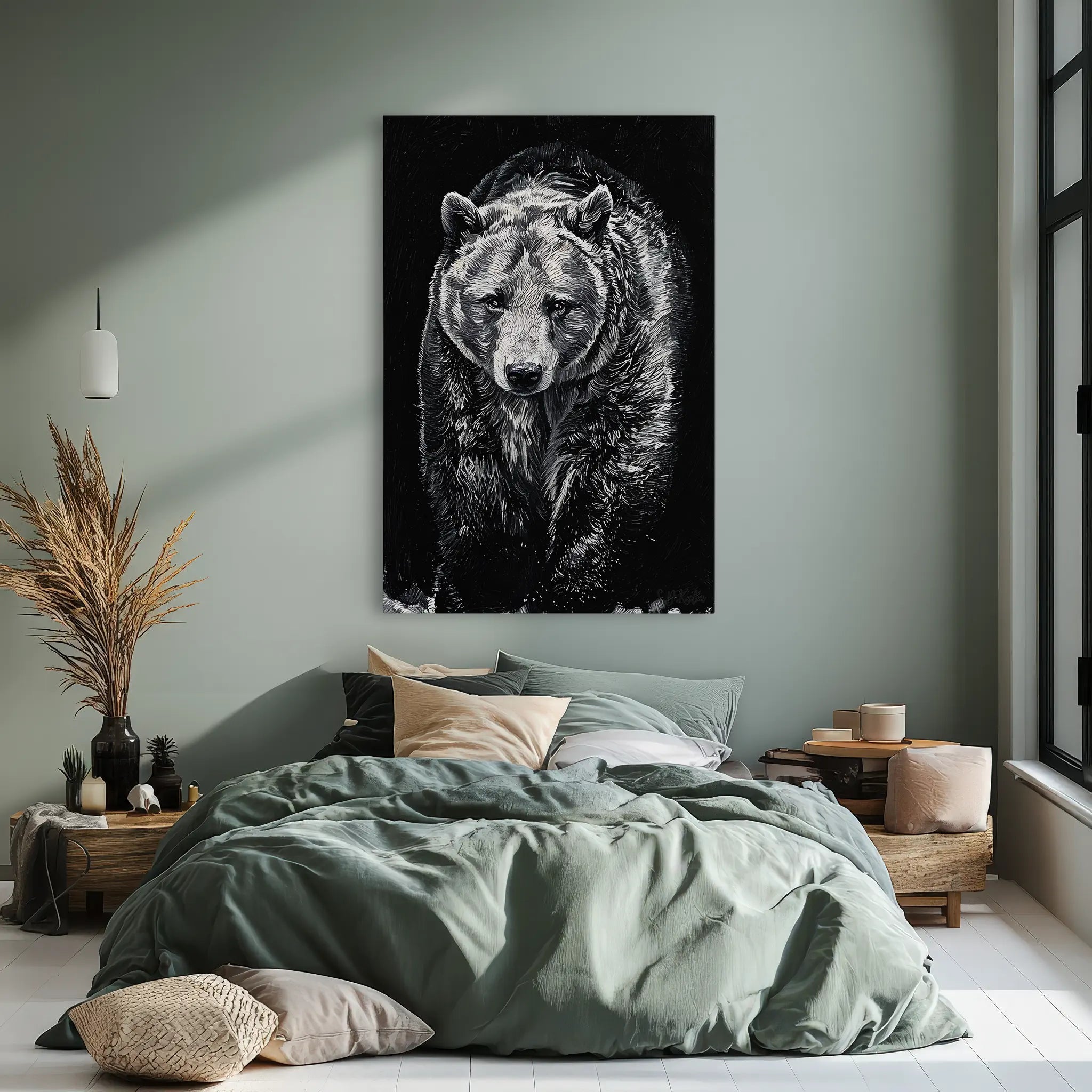 Sentinel Grizzly in Shadow Monochrome Giclée Print 231051 Visual Wall Art AR2:3V Giclée Print