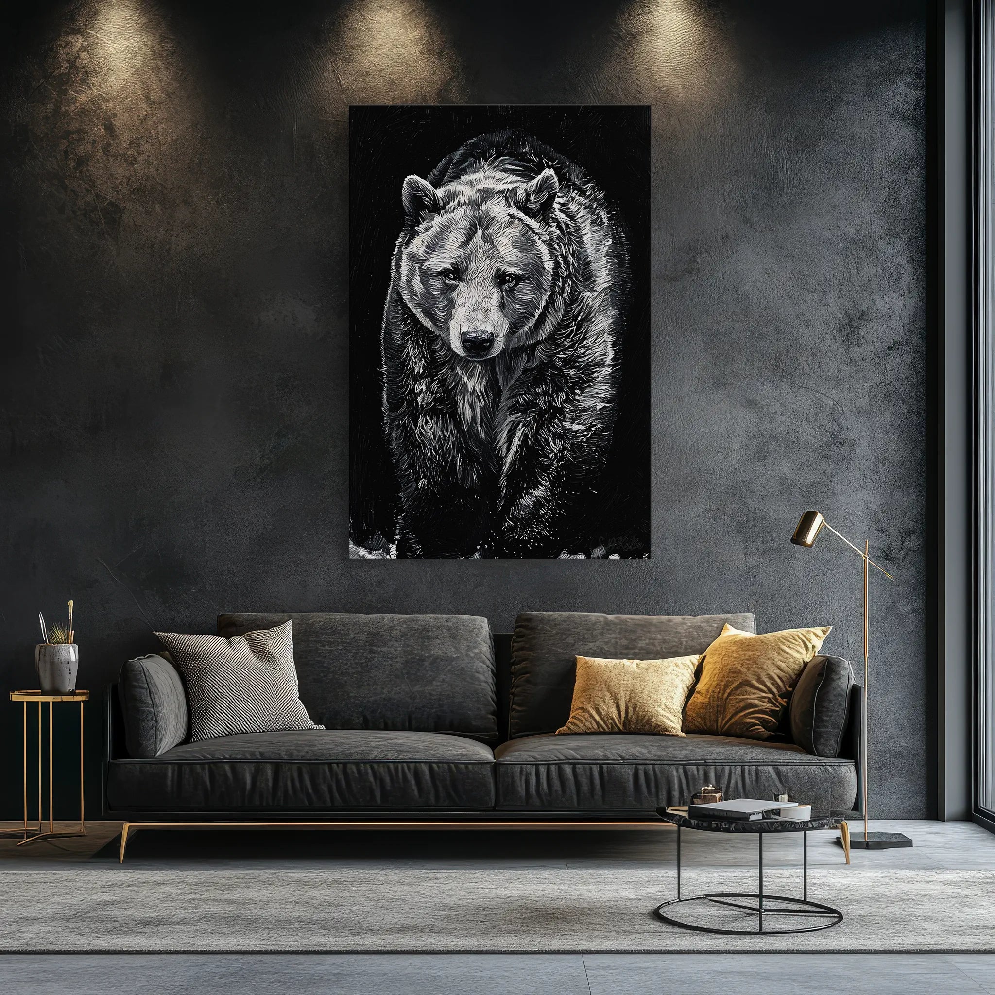 Sentinel Grizzly in Shadow Monochrome Giclée Print 231051 Visual Wall Art AR2:3V Giclée Print
