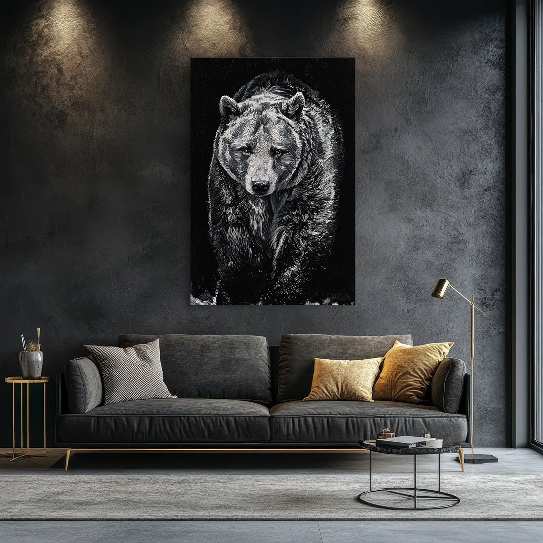 Sentinel Grizzly in Shadow Monochrome Giclée Print 231051 Visual Wall Art AR2:3V Giclée Print