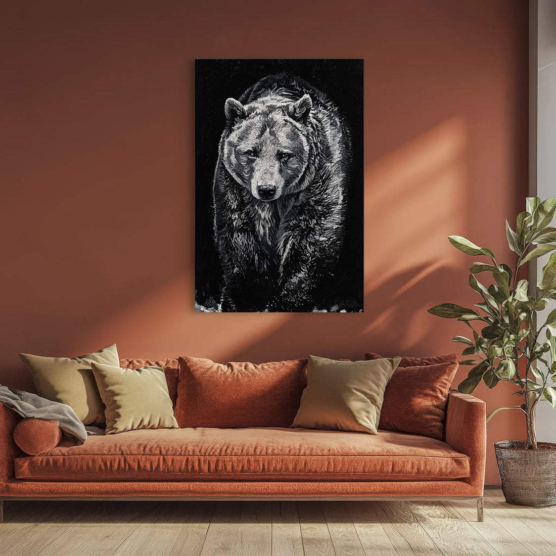 Sentinel Grizzly in Shadow Monochrome Giclée Print 231051 Visual Wall Art AR2:3V Giclée Print