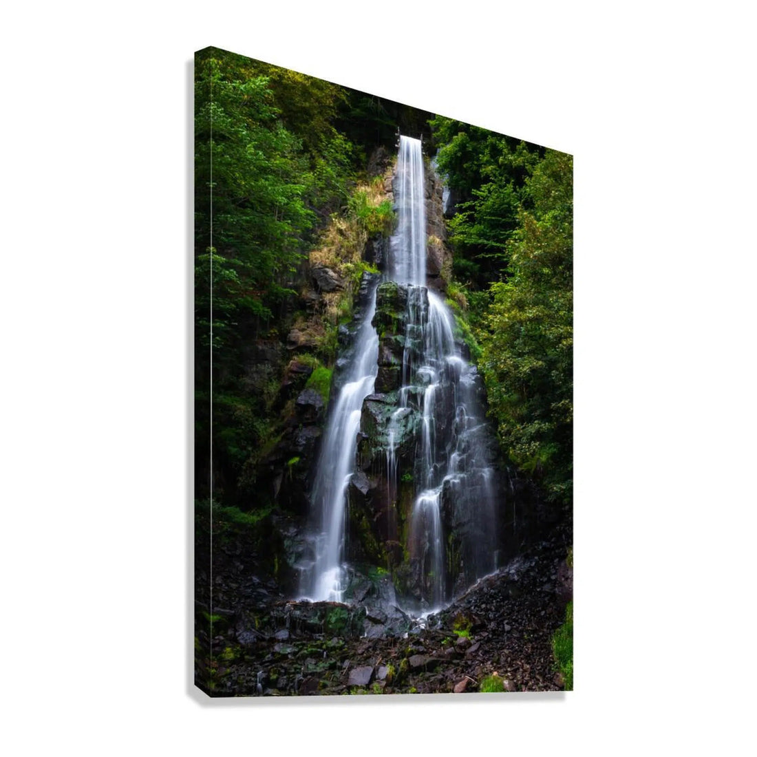 Serene Forest Waterfall Giclée Print 23502 Giclée Stretched Canvas Print Visual Wall Art