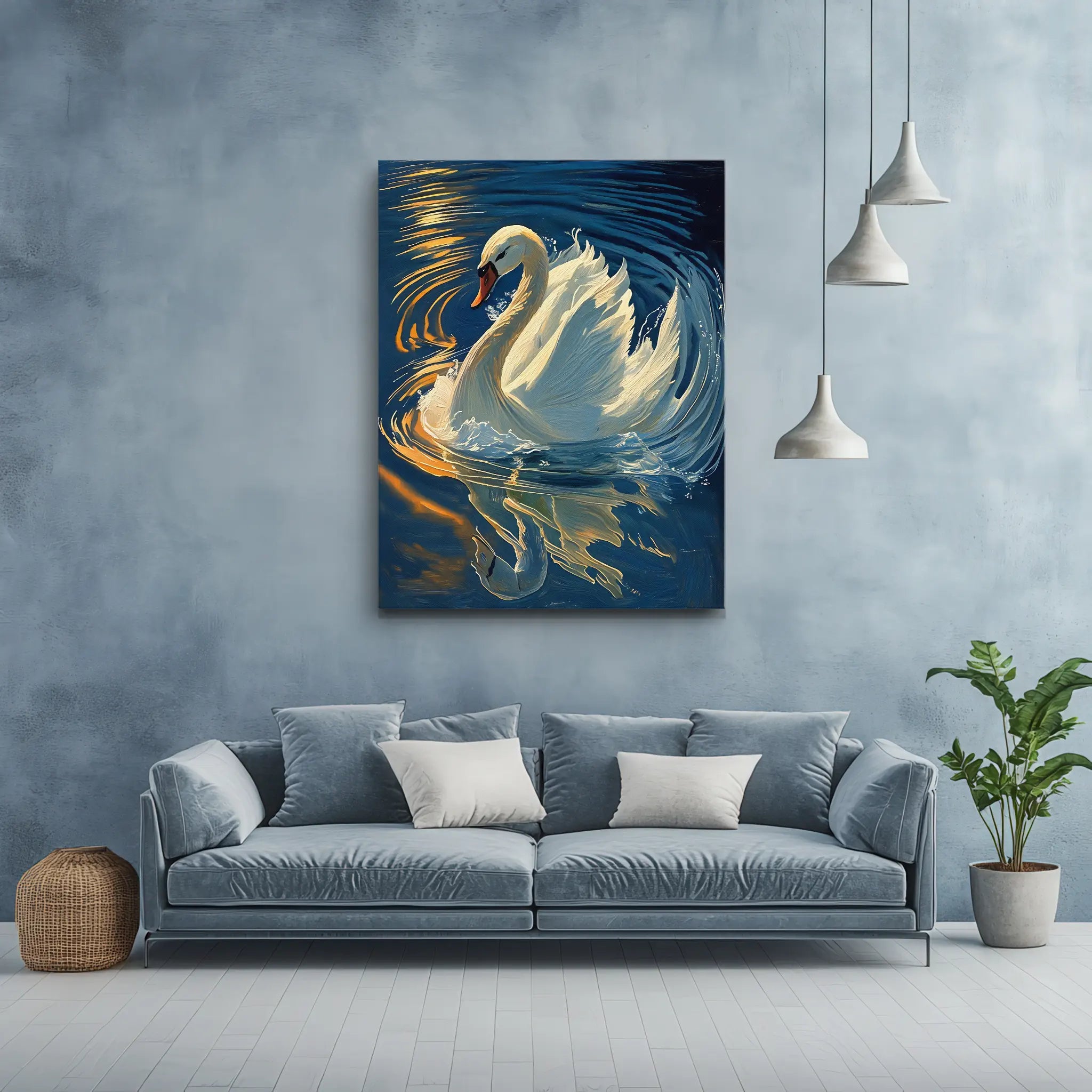 Serene Swan Reflection In Water Giclée Print 454019 Visual Wall Art AR3:4V-AR4:5V Giclée Print