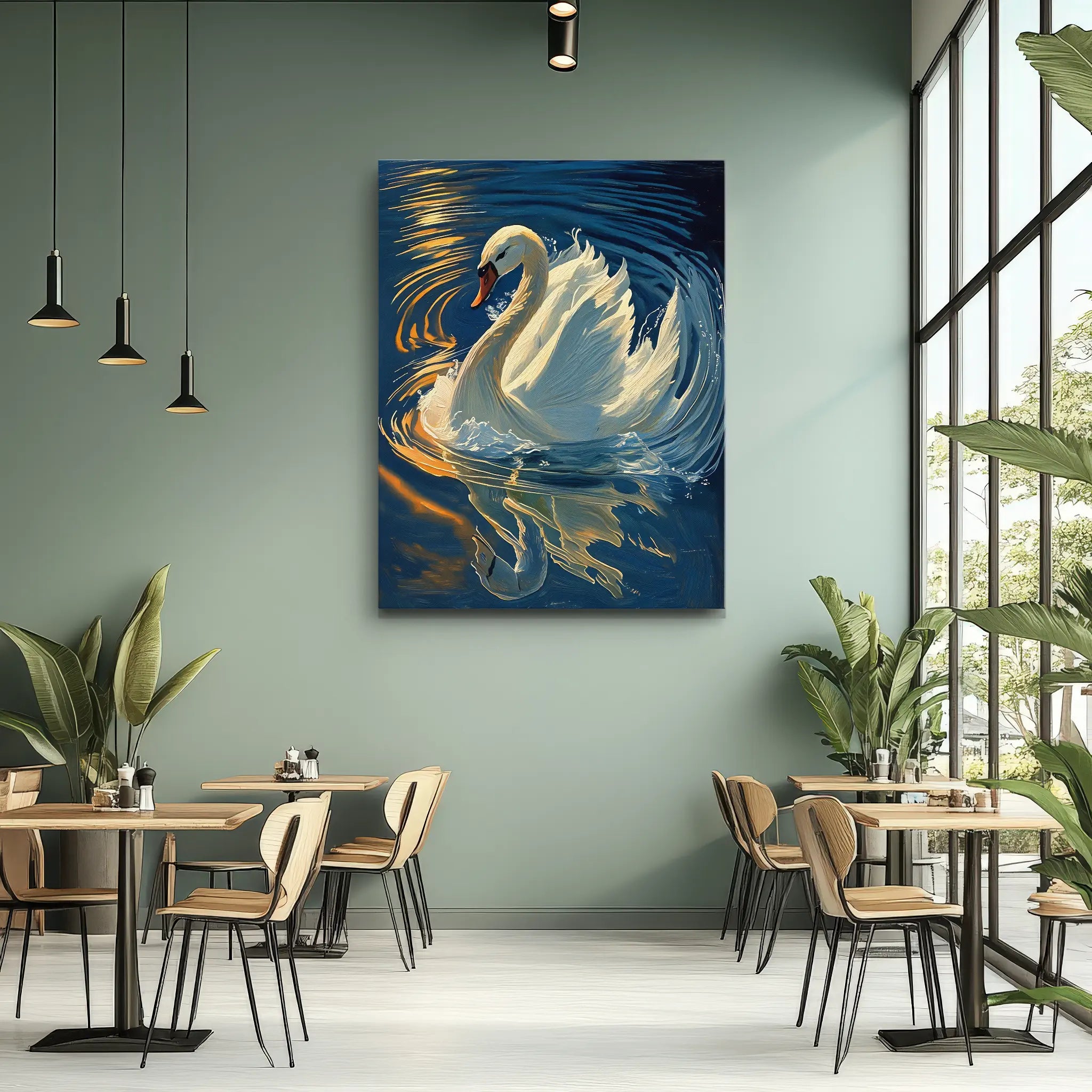 Serene Swan Reflection In Water Giclée Print 454019 Visual Wall Art AR3:4V-AR4:5V Giclée Print