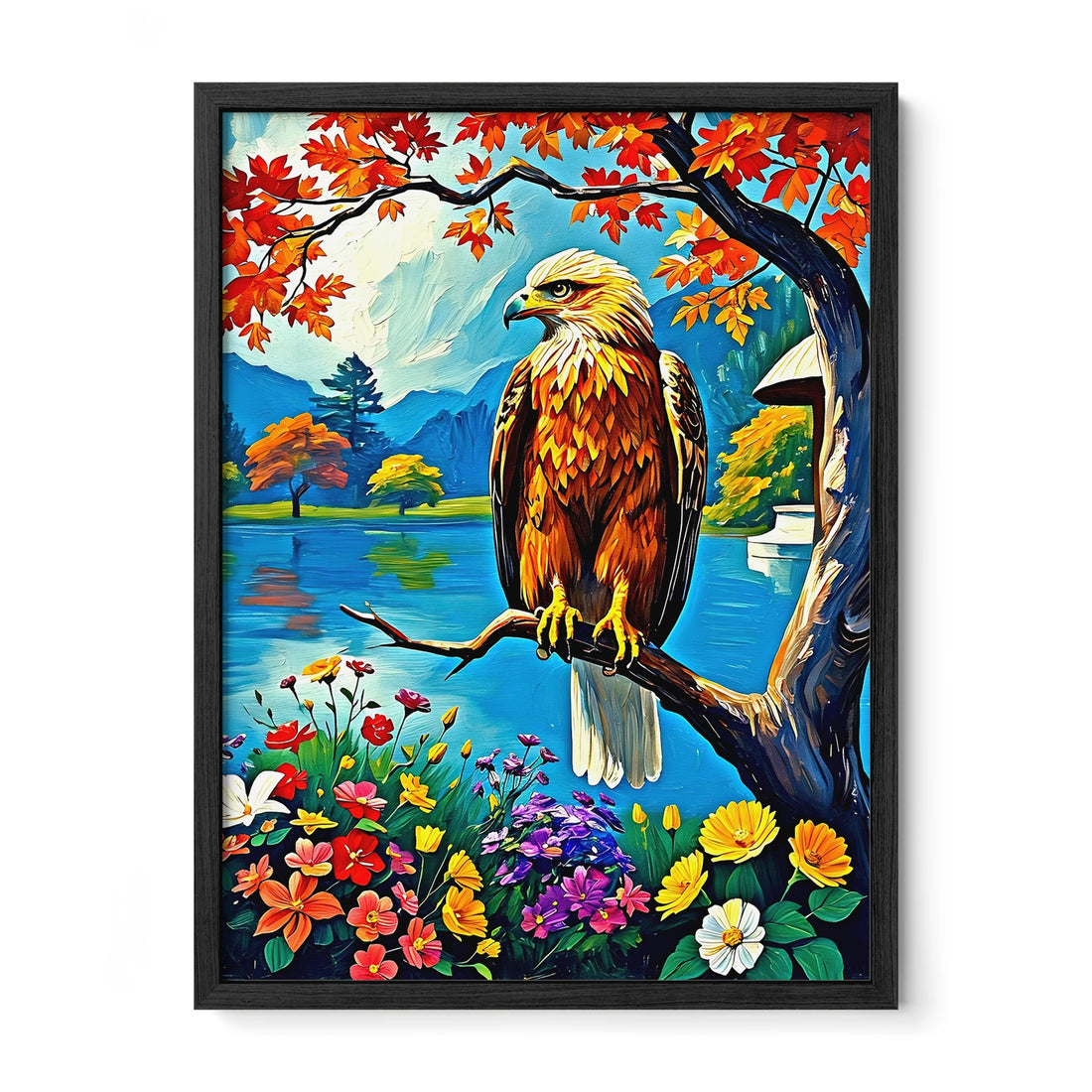 Siberian Golden Eagle-Framed Paper Print-452218 Black Premium Oak No Mats Visual Wall Art Framed Print