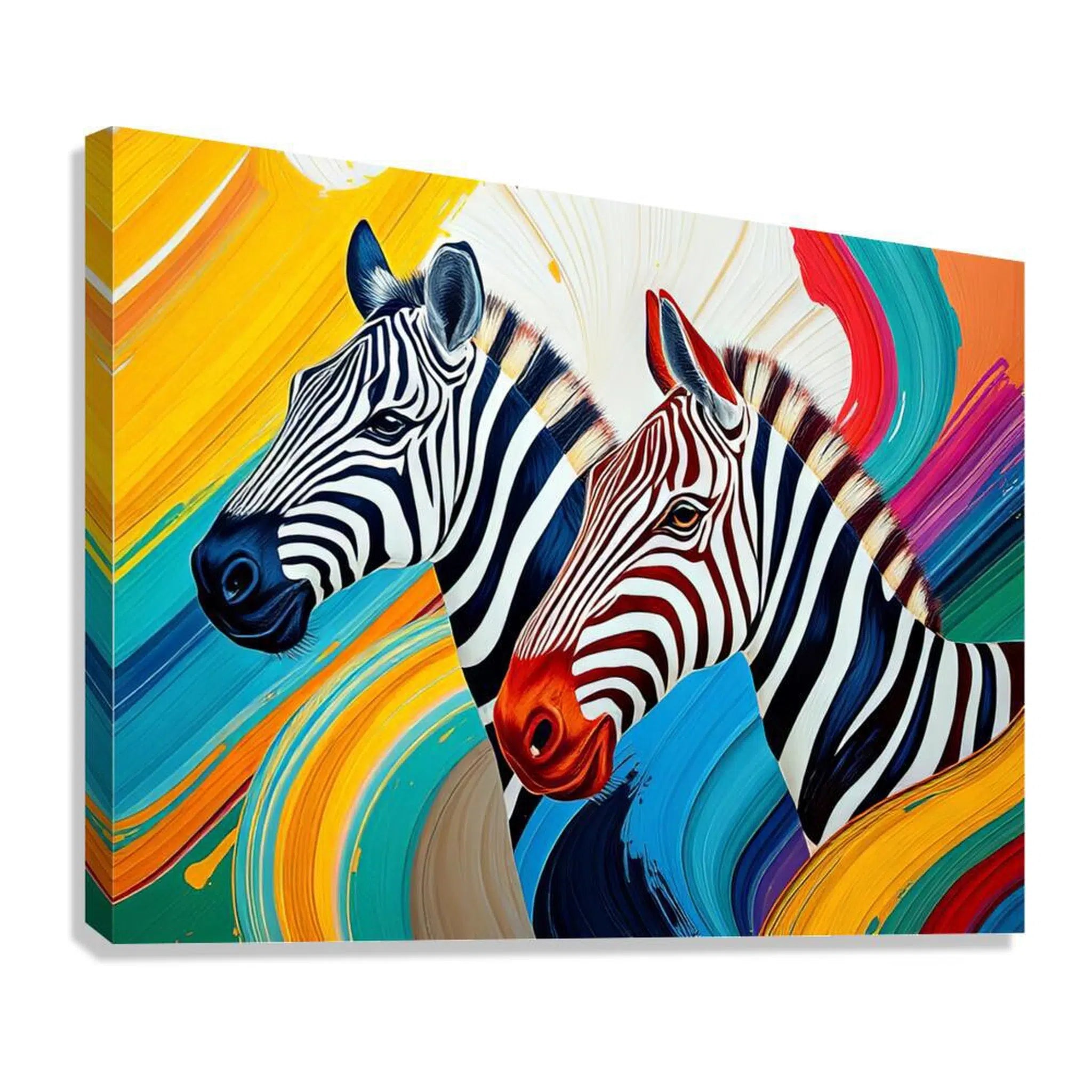 Side By Side Zebras Giclée Print 43145 Giclée Stretched Canvas Print Visual Wall Art
