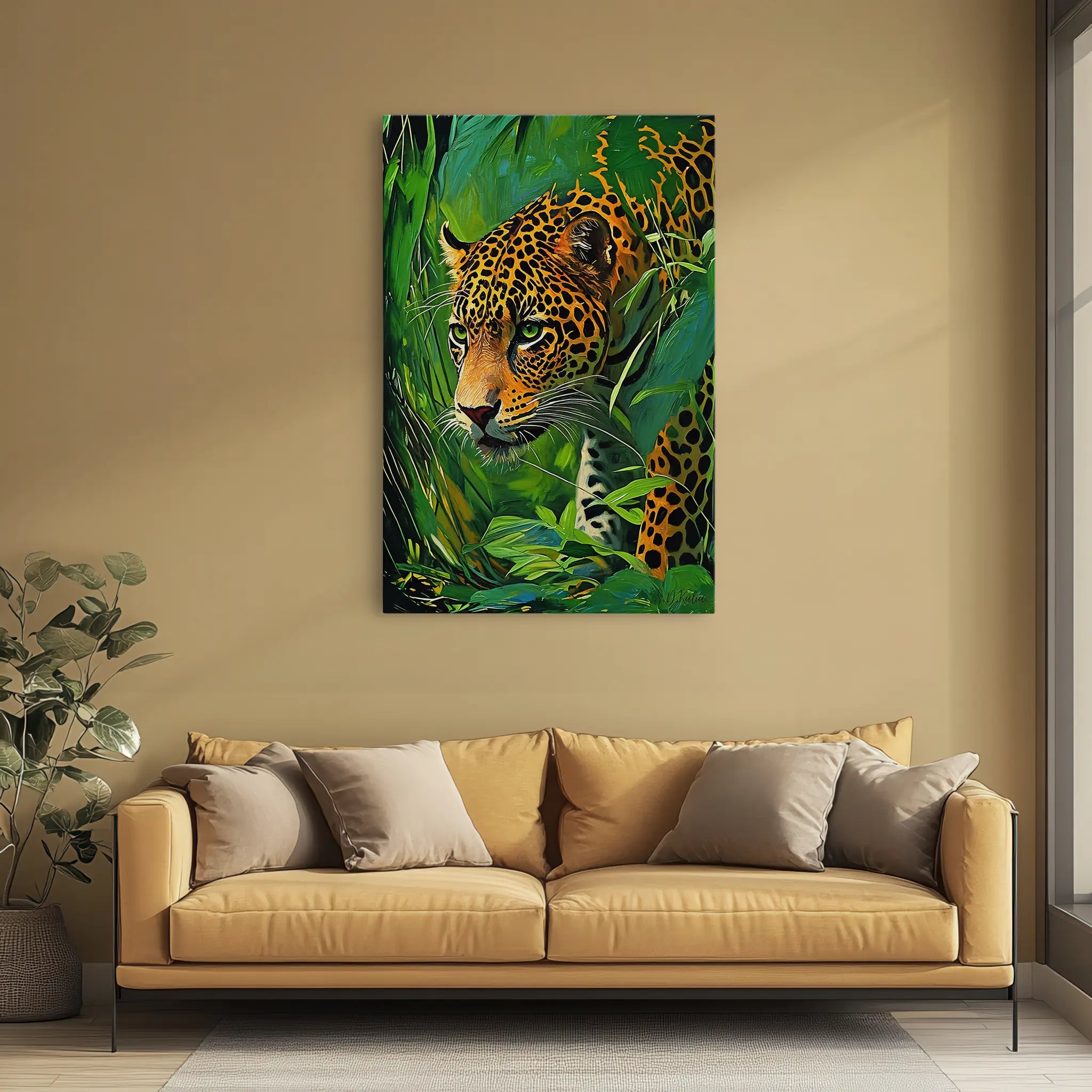 Silent Hunter Leopard Stalking Through Foliage Giclée Print 231053 Visual Wall Art AR2:3V Giclée Print