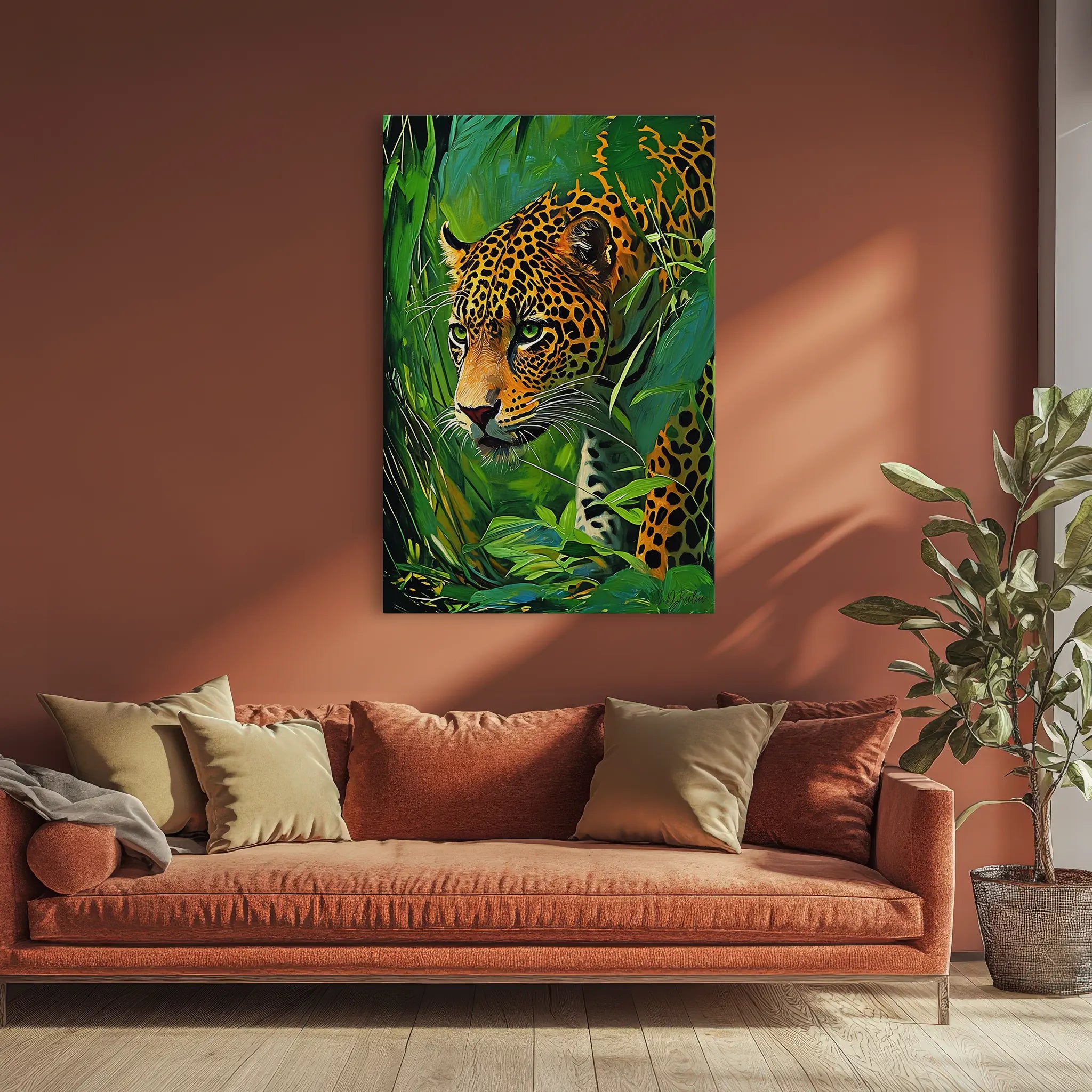 Silent Hunter Leopard Stalking Through Foliage Giclée Print 231053 Visual Wall Art AR2:3V Giclée Print