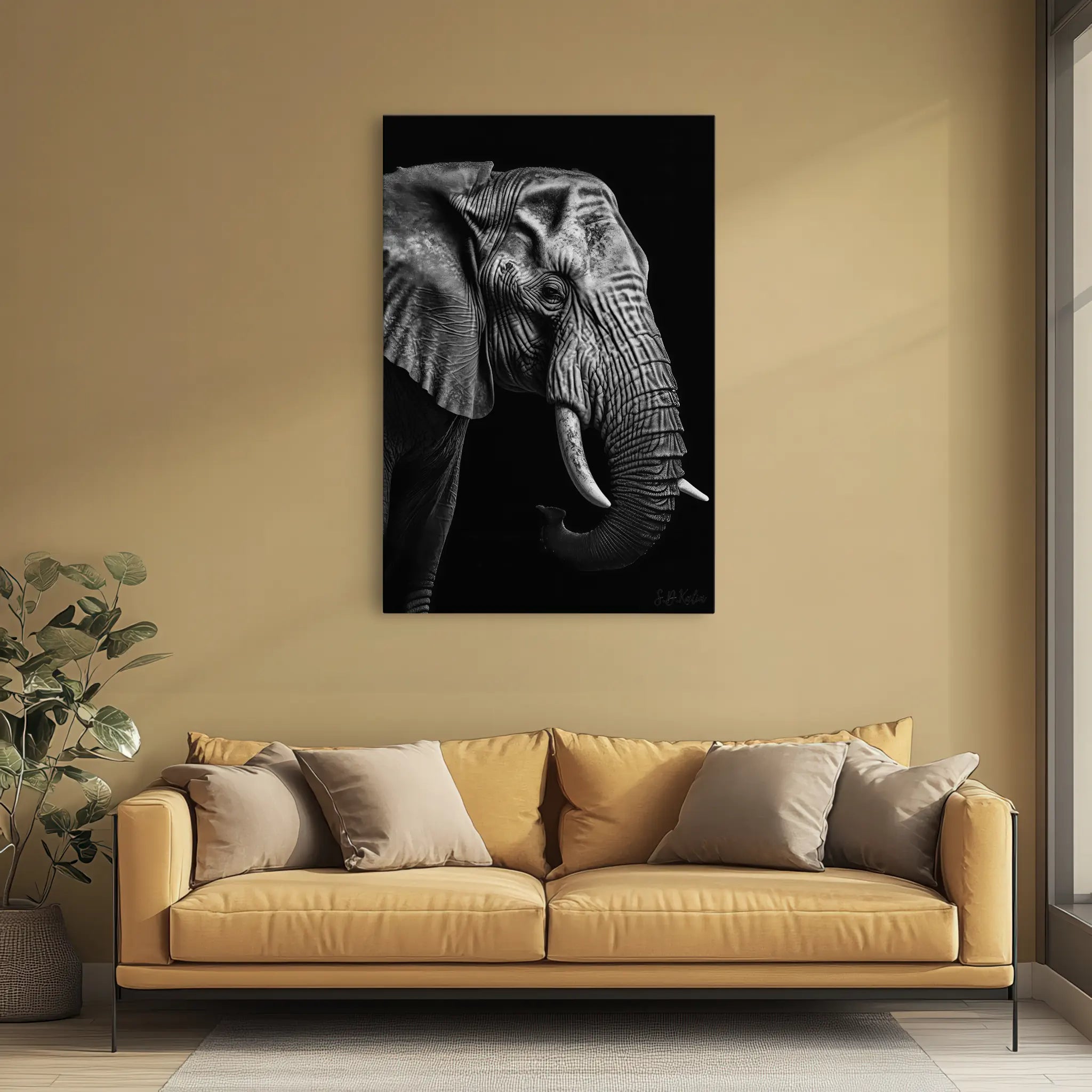 Silver Wrinkles Elephant in Profile Giclée Print 231054 Visual Wall Art AR2:3V Giclée Print