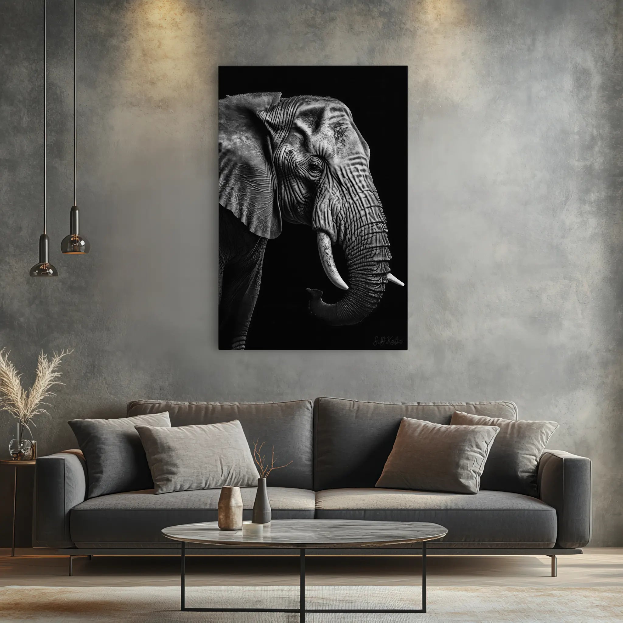 Silver Wrinkles Elephant in Profile Giclée Print 231054 Visual Wall Art AR2:3V Giclée Print