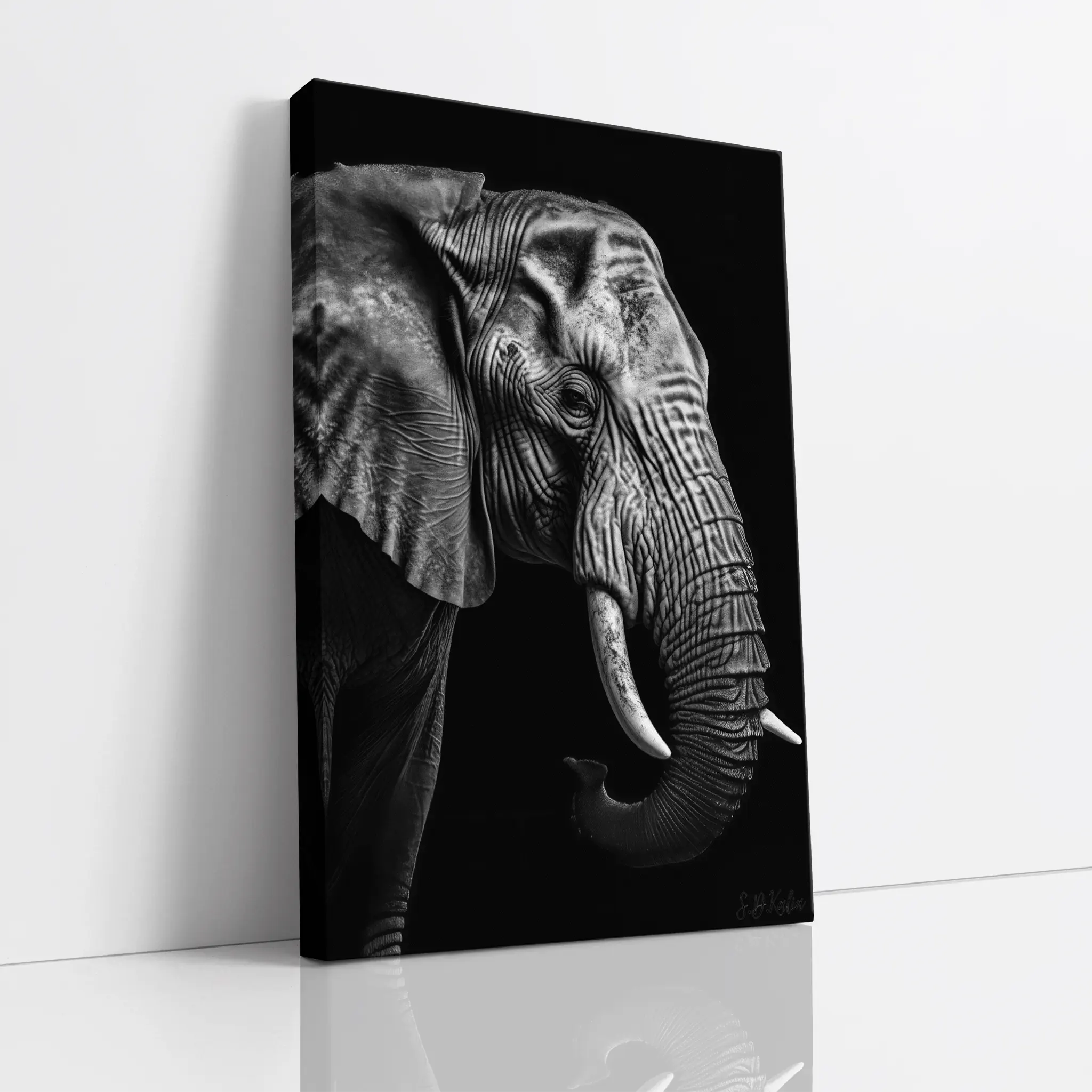Silver Wrinkles Elephant in Profile Giclée Print 231054 Visual Wall Art AR2:3V Giclée Print