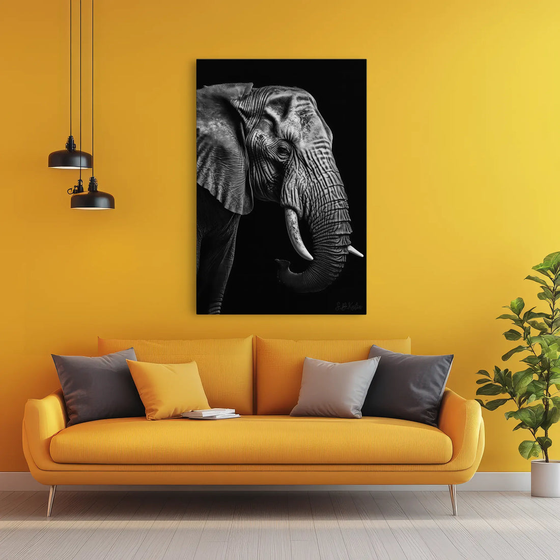 Silver Wrinkles Elephant in Profile Giclée Print 231054 Visual Wall Art AR2:3V Giclée Print