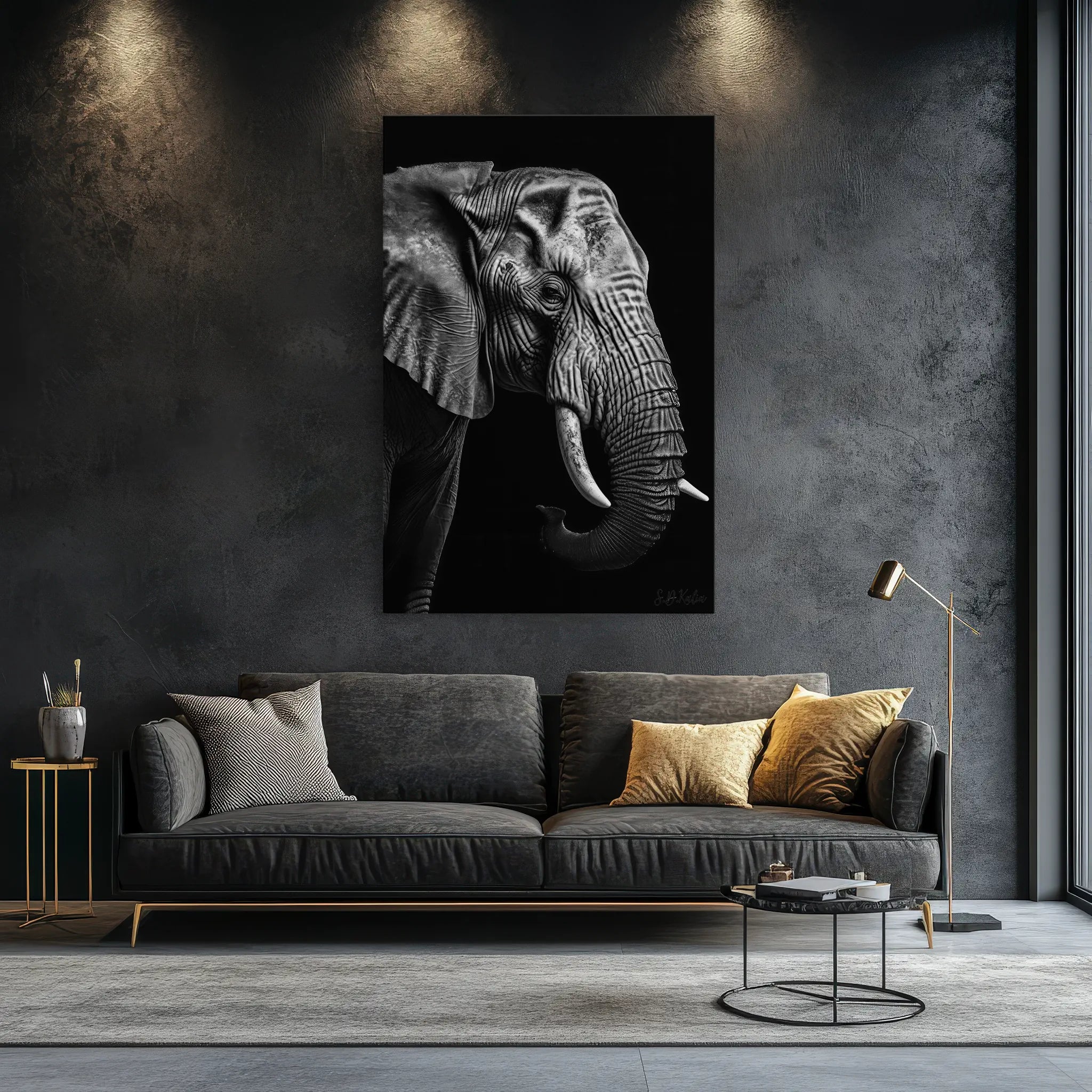 Silver Wrinkles Elephant in Profile Giclée Print 231054 Visual Wall Art AR2:3V Giclée Print