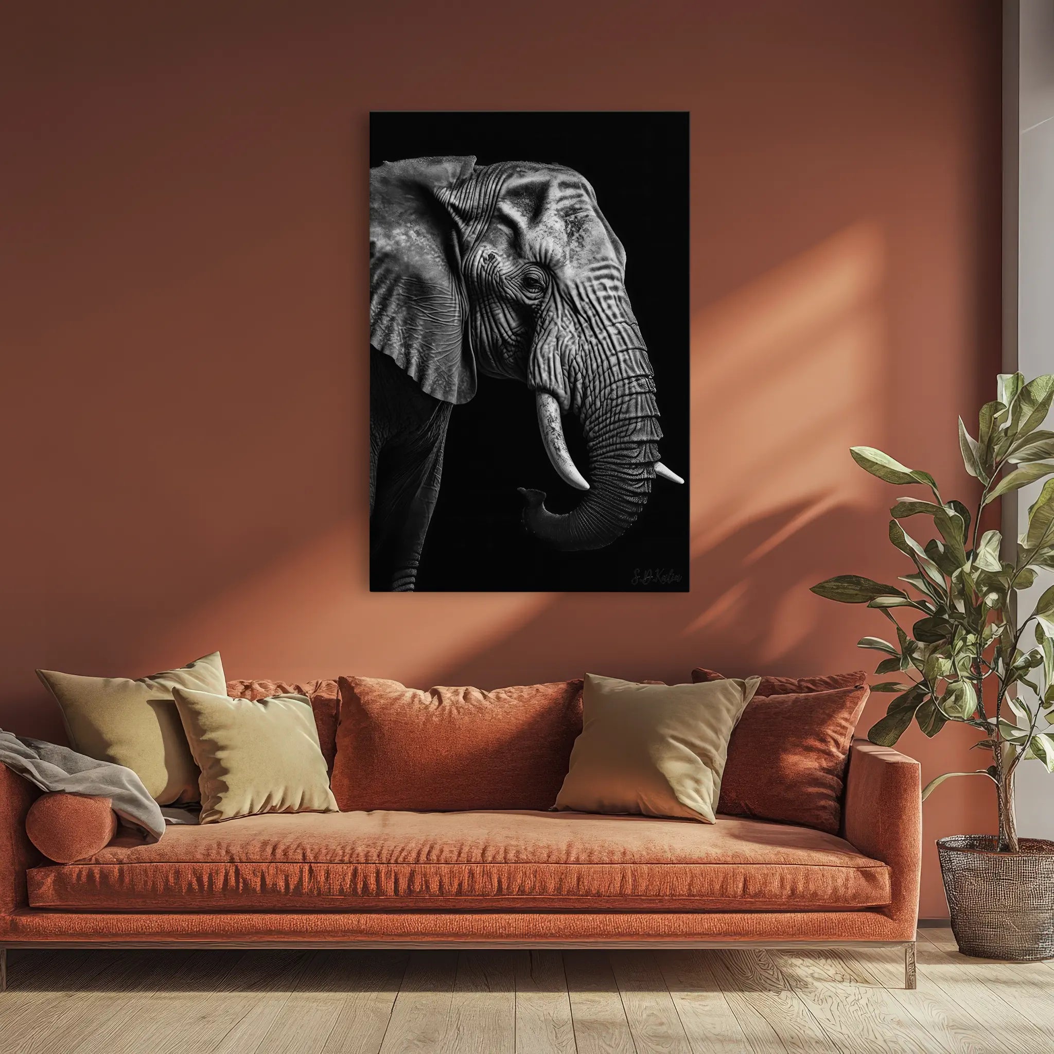 Silver Wrinkles Elephant in Profile Giclée Print 231054 Visual Wall Art AR2:3V Giclée Print