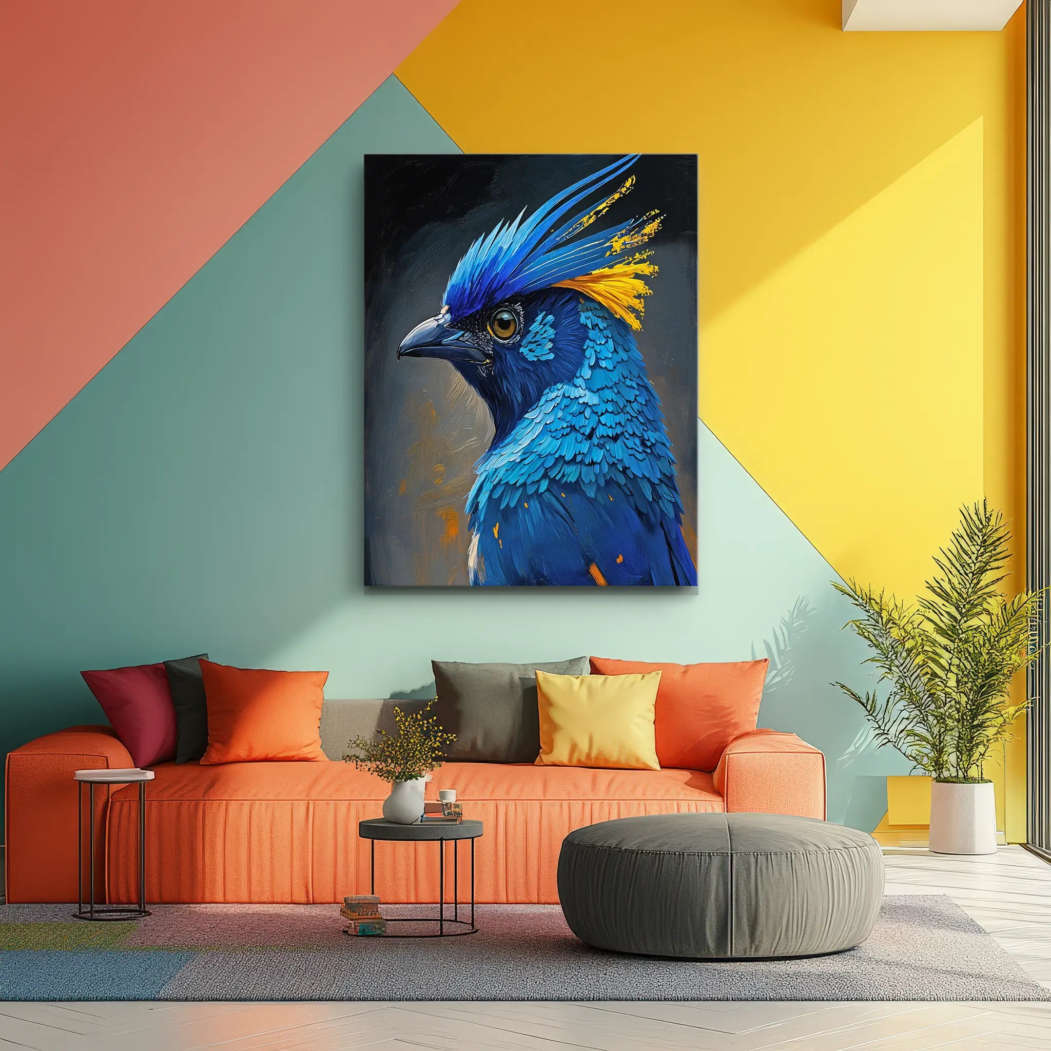 Skyfire Feather Blue Jay Painting Giclée Print 454021 Visual Wall Art AR3:4V-AR4:5V Giclée Print