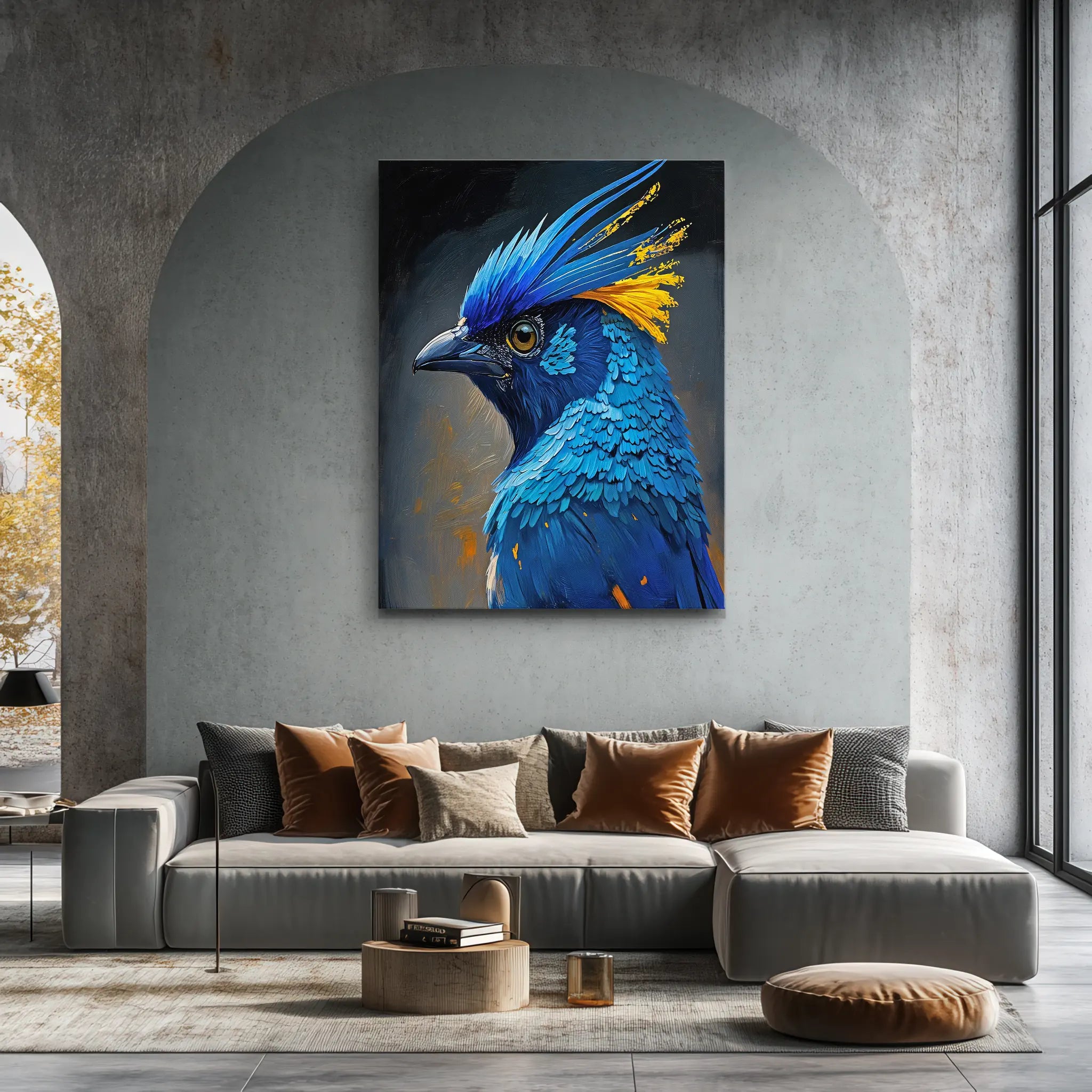 Skyfire Feather Blue Jay Painting Giclée Print 454021 Visual Wall Art AR3:4V-AR4:5V Giclée Print
