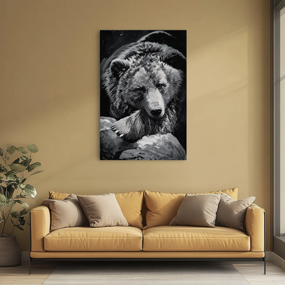 Sleeping Bear in Black And White Giclée Print 231056 Visual Wall Art AR2:3V Giclée Print