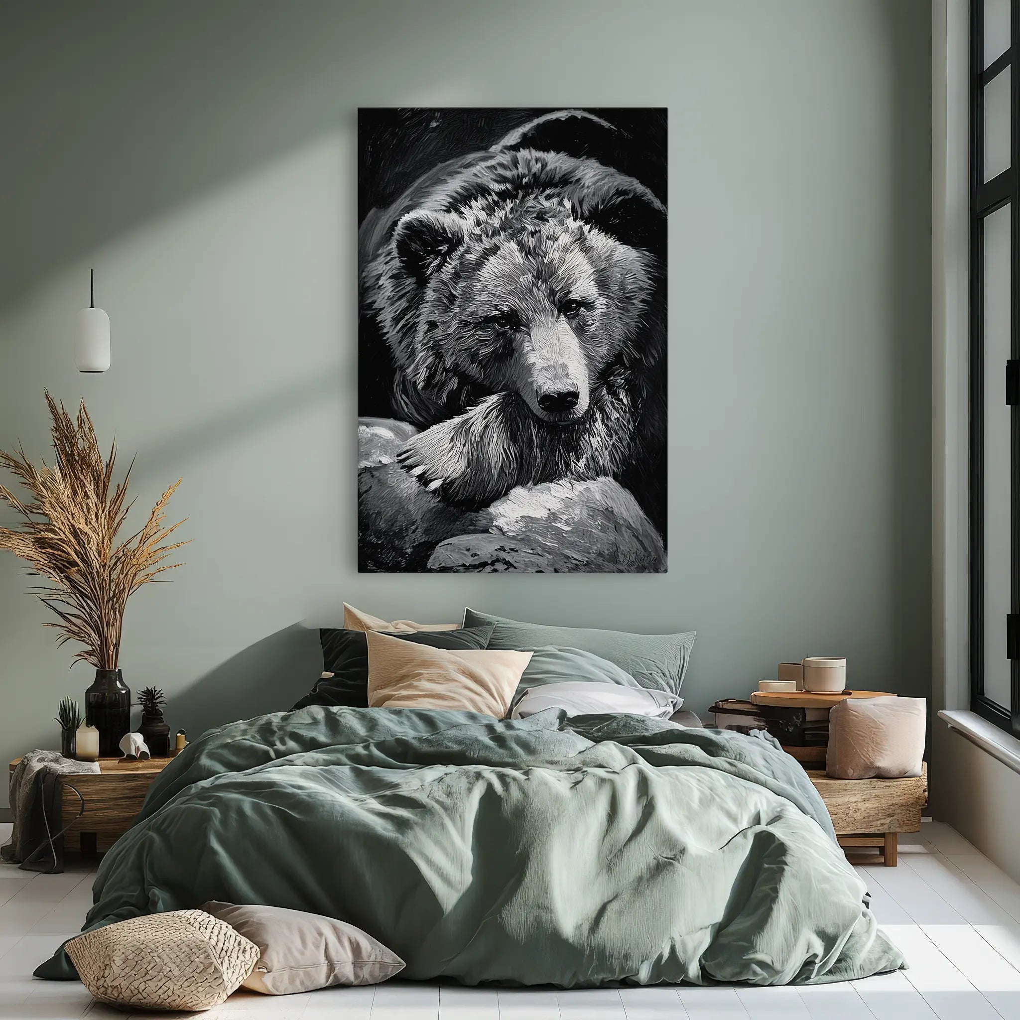Sleeping Bear in Black And White Giclée Print 231056 Visual Wall Art AR2:3V Giclée Print