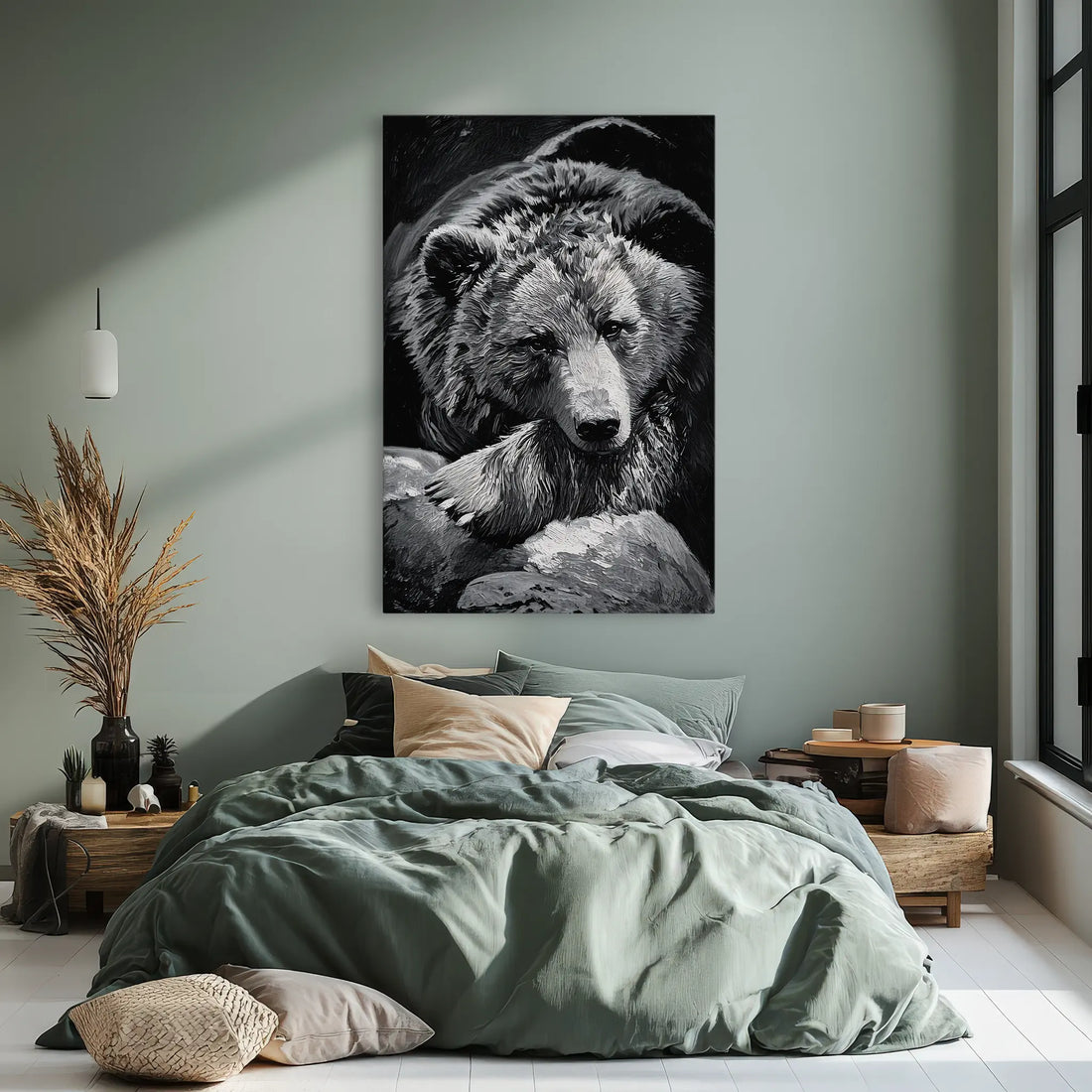 Sleeping Bear in Black And White Giclée Print 231056 Visual Wall Art AR2:3V Giclée Print