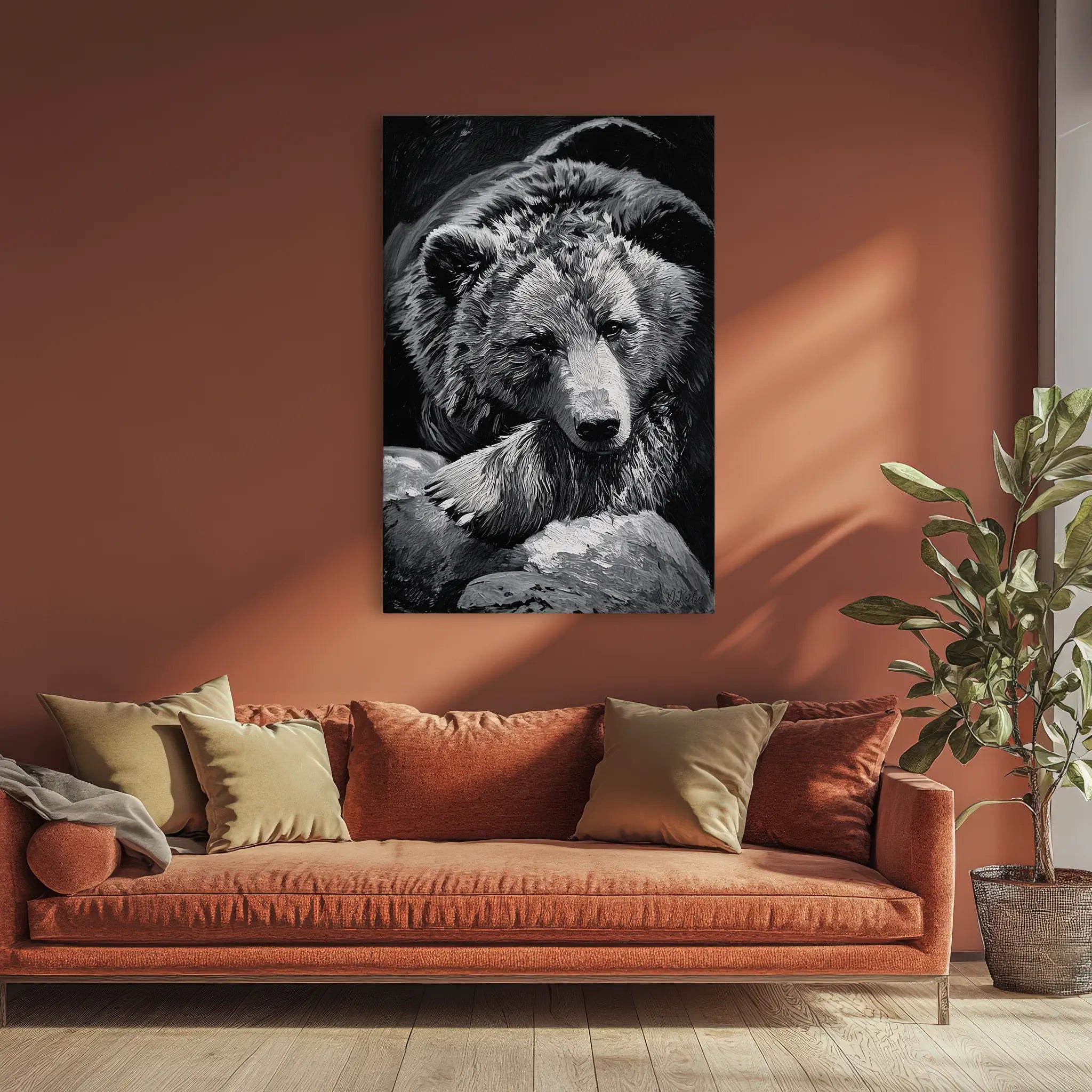 Sleeping Bear in Black And White Giclée Print 231056 Visual Wall Art AR2:3V Giclée Print