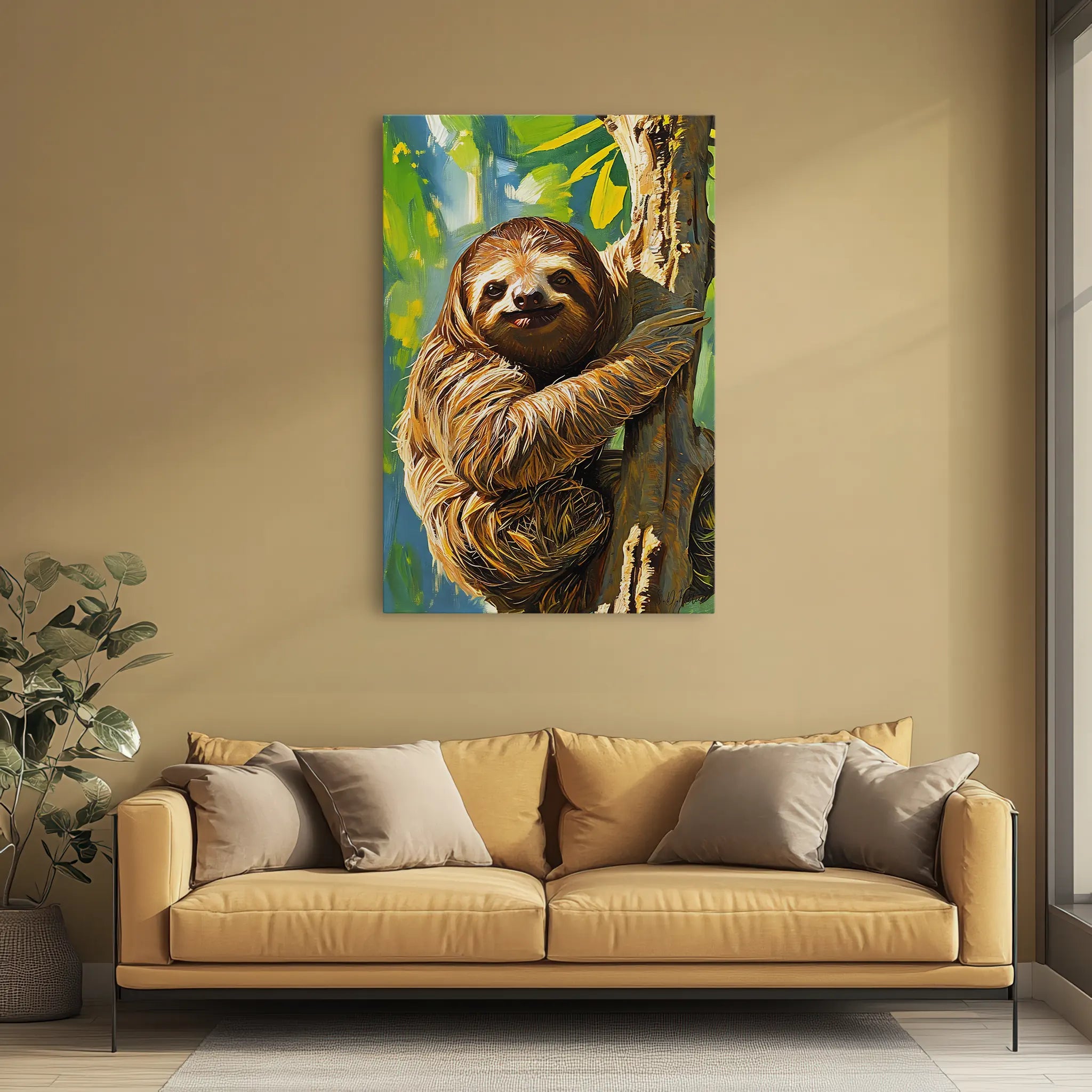 Slow Smile Sloth in the Canopy Giclée Print 231097 Visual Wall Art AR2:3V Giclée Print